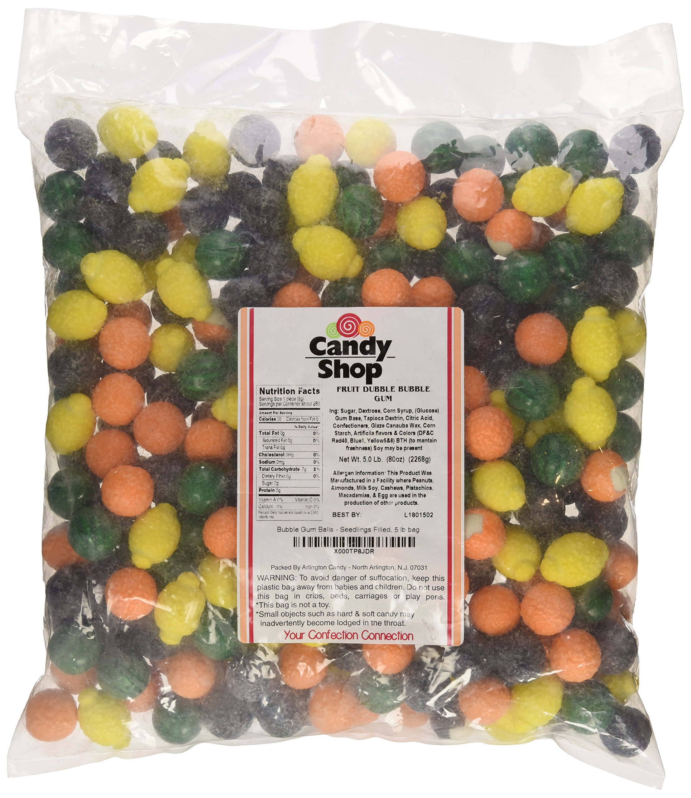 Bubble Gum Balls - Seedlings Filled, Fruit Dubble Bubble, 5 lb bag