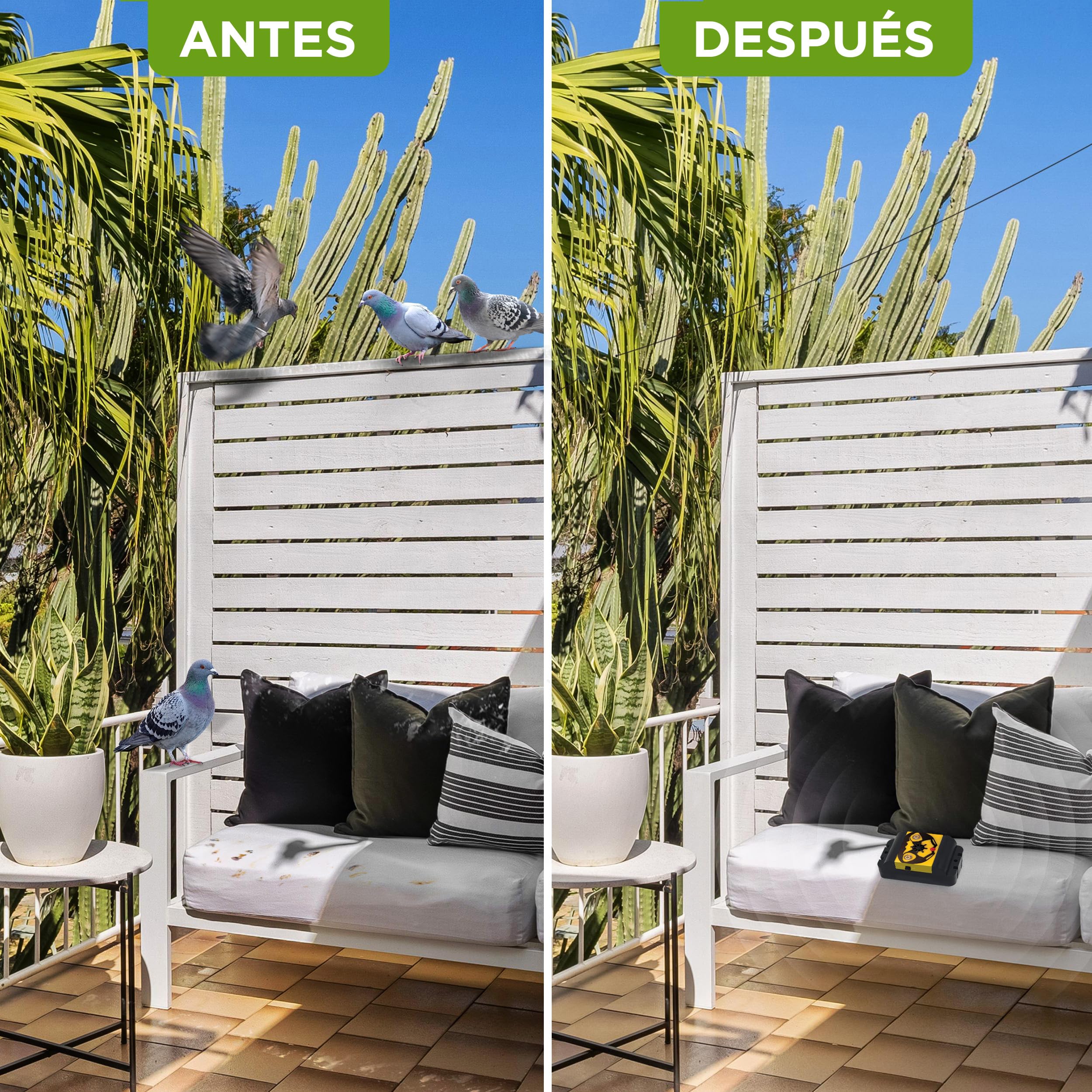 ISOTRONIC Repelente de Aves con luz y ultrasonido – Ahuyentador de Aves a Pilas para ahuyentar pájaros y Palomas – Repelente de Palomas para balcón y jardín – Alcance Efectivo de 40 m² (3 Unidades)
