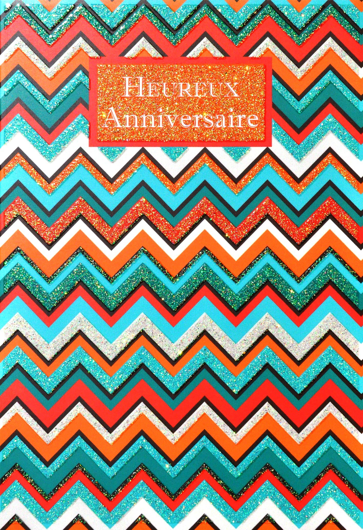 Afie 69-4032 Card Happy Birthday Glitter Zig Zag Pattern