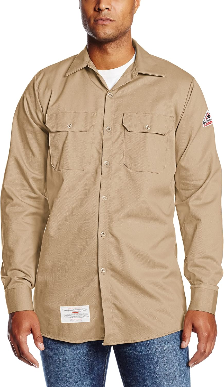 Bulwark FR Men's Flame Resistant 7 Oz Cotton Work Shirt with Sleeve Vent