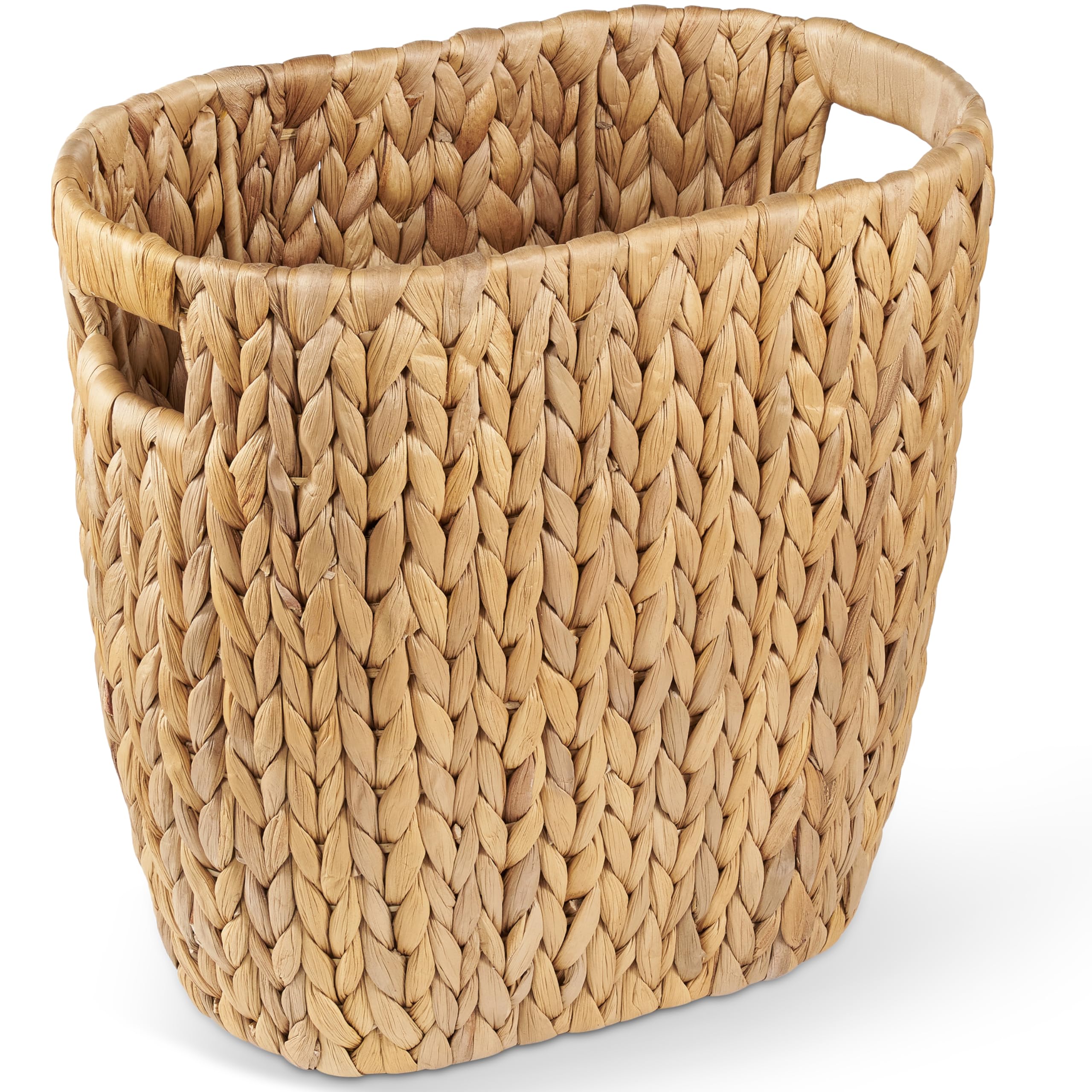 BLUEWEST 3 5 Gallons Wicker Trash Can Wicker Rattan Bathroom Trash Can with Built-in Handle Large Handwoven Hyacinth