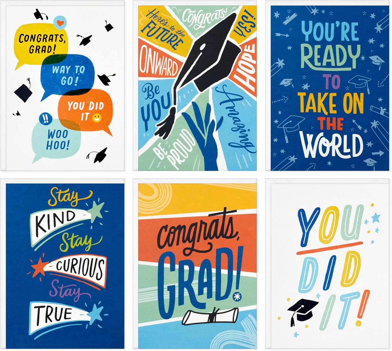 hallmark grad cards Amazon.com: Hallmark Graduation Cards Assortment, Hats Off (6 Cards with  Envelopes, 2 Designs) : Home & Kitchen main image 1