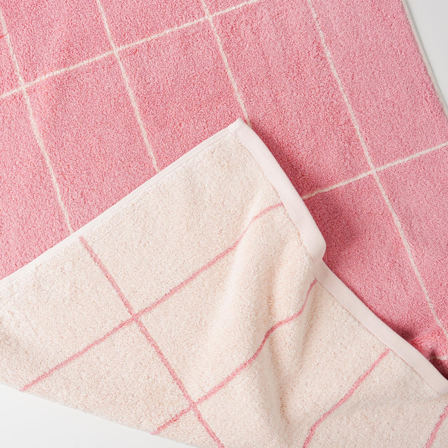 Pink Bath Towels - Set of 2 Made Cotton 27x55 Inches Highly Absorbent for Bathroom (Rectilinea) - Image 7