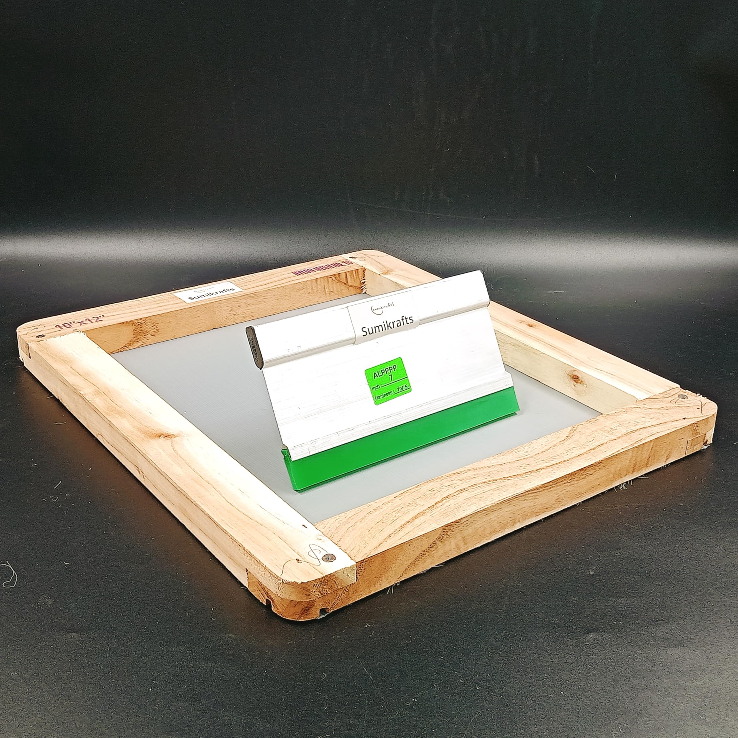 sumikrafts Medium-Large Screen Printing Wooden Frame 10'' x 12'' with Pre-Stretched Nylon Mesh No. 16 + 7-Inch Stopper for Precision Printing