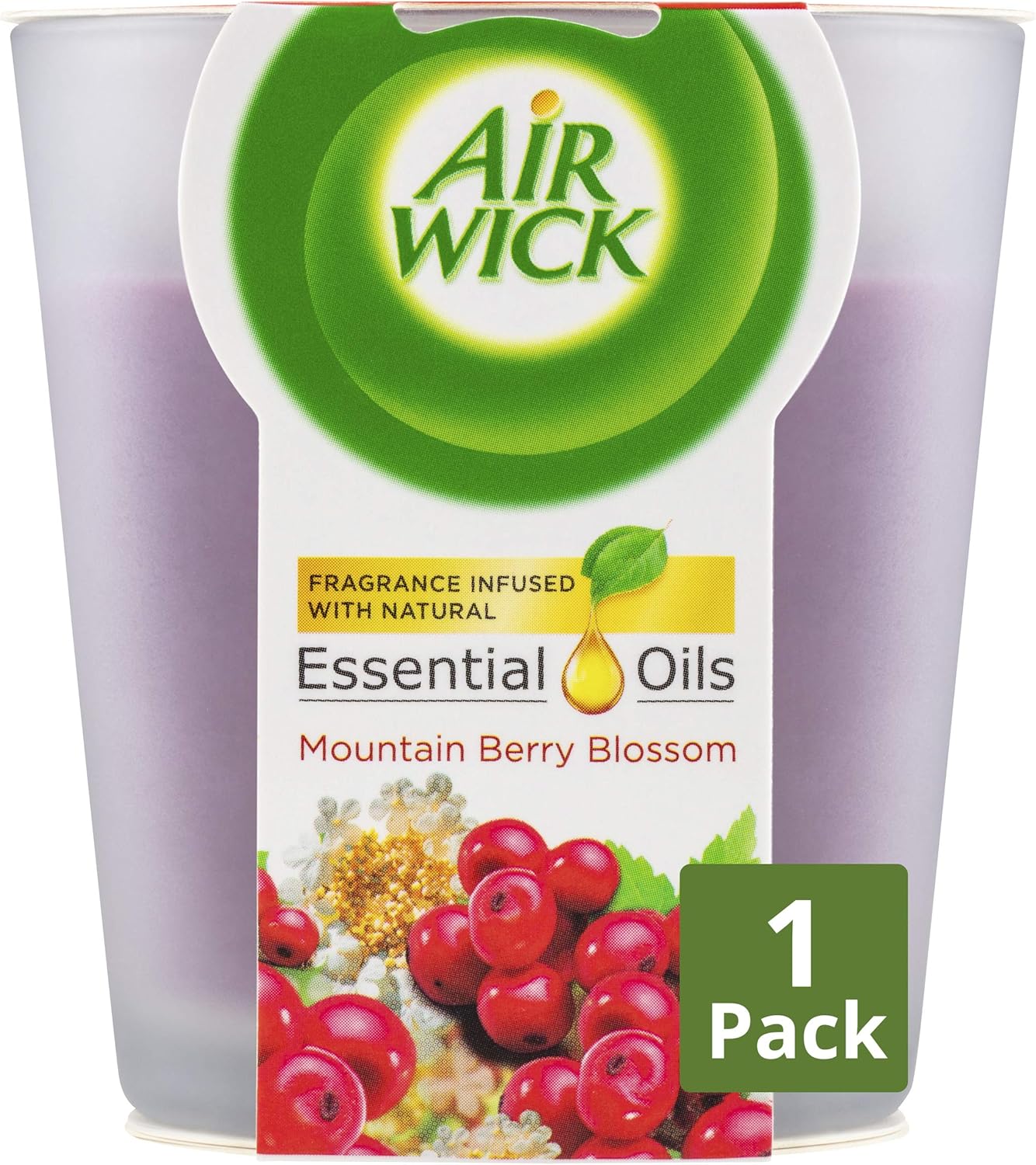Air Wick Essential Oils Candle, Mountain Berry Blossom, 105g Amazon