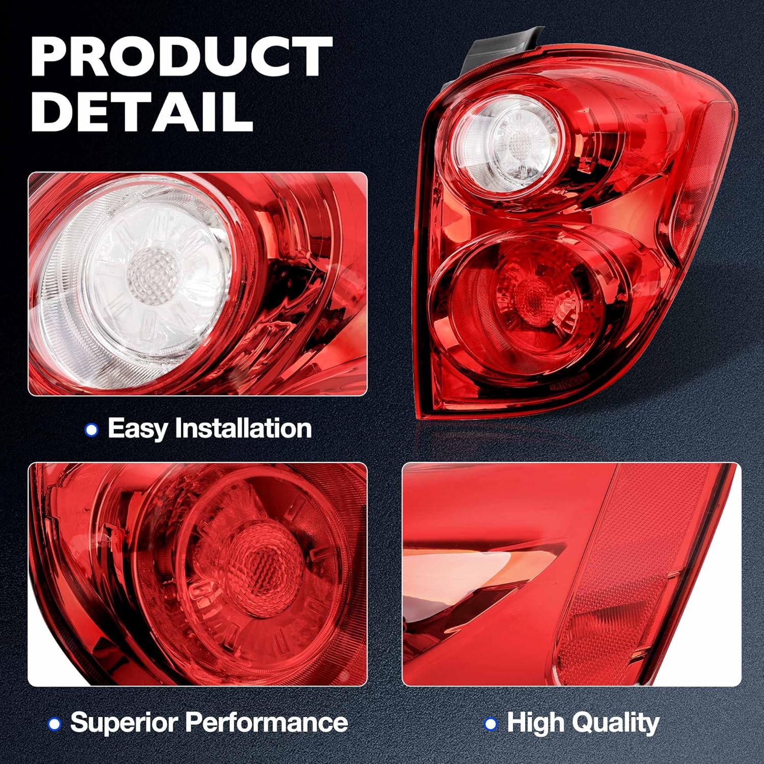 Tail Light Assembly Compatible with 2010 2011 2012 2013 2014 2015 Chevy Equinox - Taillights Halogen Type Replace# 20841506 22759317 GM2801242 - w/Bulb and Harness (Right Passenger Side)