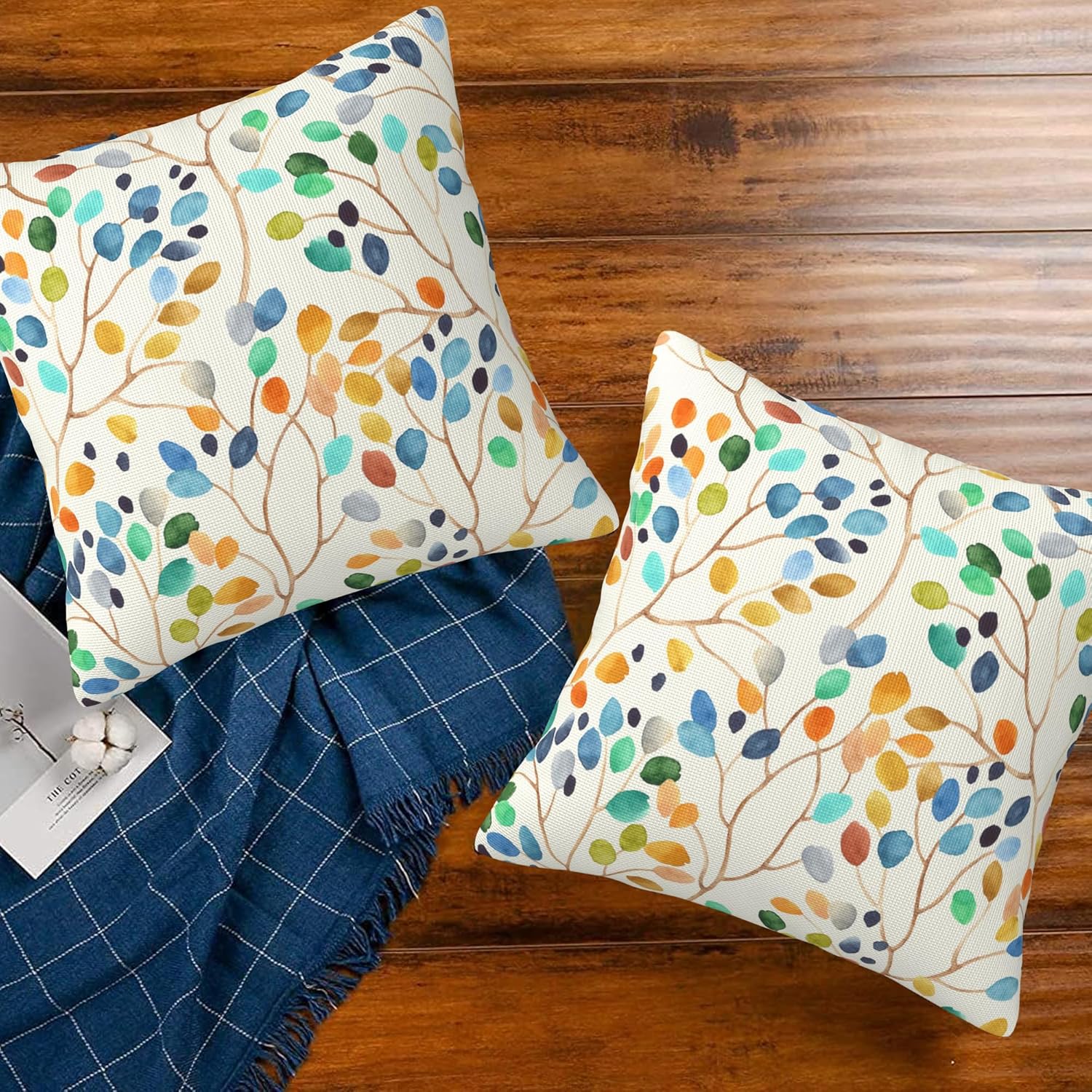 Throw Pillow Cover Case Abstract Floral with Leaves Pillow Covers 20x20 Inch Set of 2 Soft Decorative Throw Pillow Case for Living Room Bedroom Sofa Couch Cushion Covers - Image 7