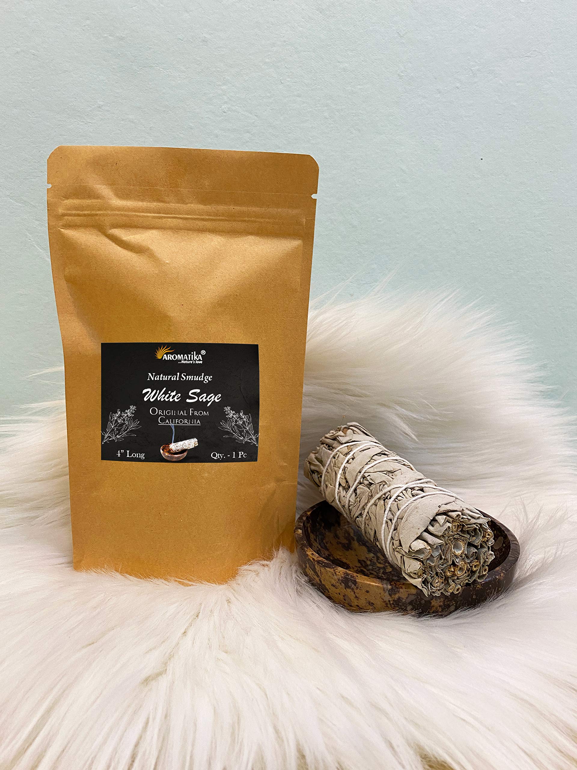 Aromatika Premium California White Sage Smudge, 4" Long Smudge Stick for Smudging Rituals, Energy Clearing - Pack of 1 (Approx 30 to 35g Each) 3