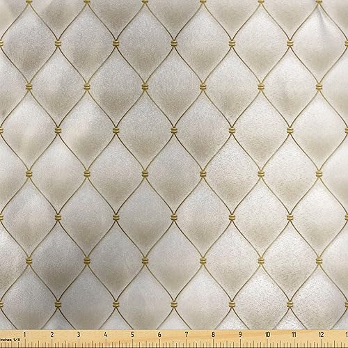 Vista 464 de Lunarable The Yard, tela azul real de The Yard, patrón de cerámica inspirado en el Medio Oriente estilo marroquí, estampado oriental, tela de satén