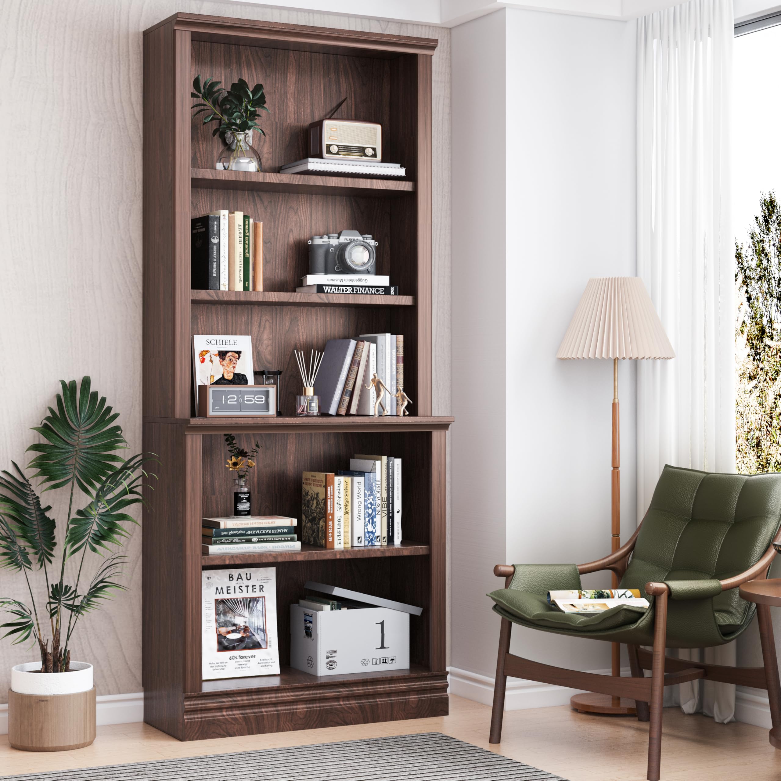 Amazon.com: Fllution 72 in Tall Bookcase, Dark Cherry 31.3 in Wide