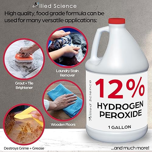 Miniatura 4 de Allied Science 12% de peróxido de hidrógeno de grado alimenticio, 4 veces más fuerte, diluido y uso para cuidado personal, hogar, cocina, baño,