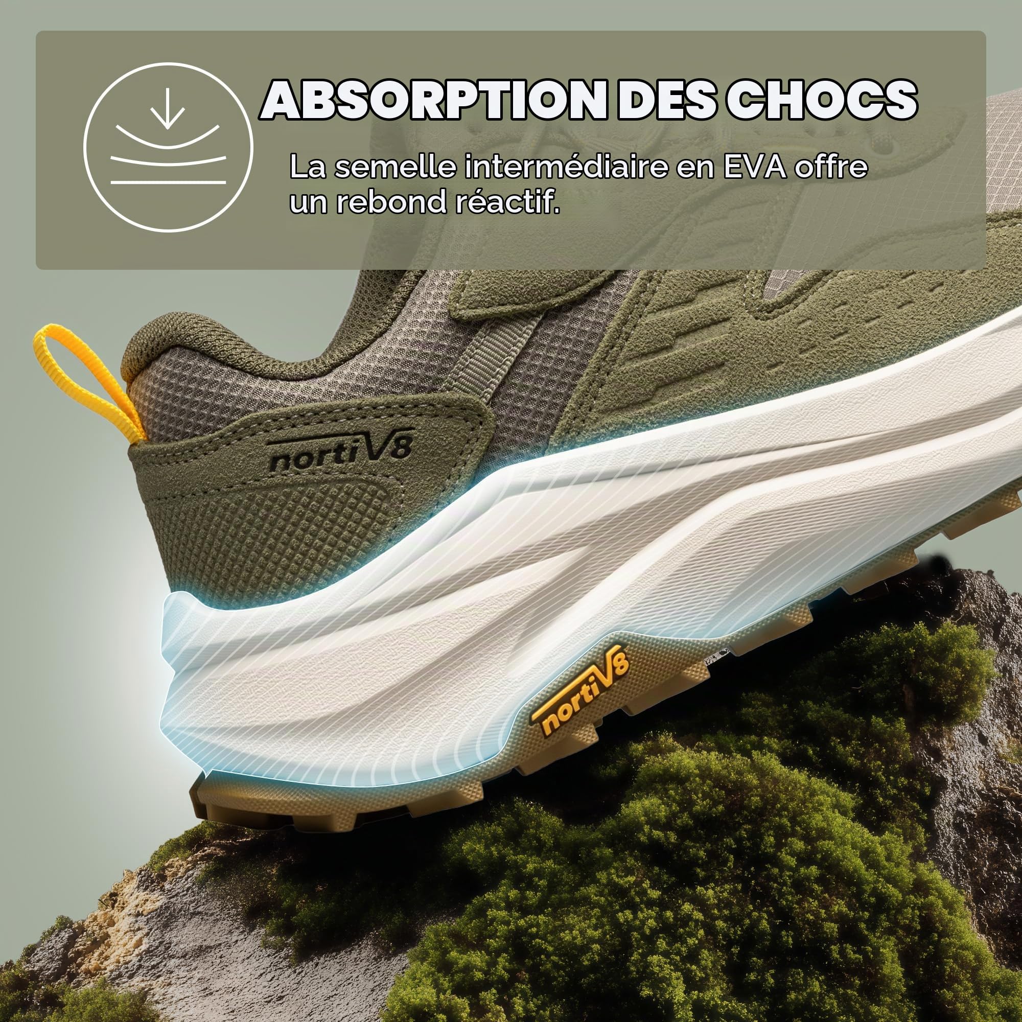 NORTIV 8 Homme Chaussures de randonnée à Bout Large | Imperméables Pour la marche, le trekking, le camping, l'escalade, le quotidien