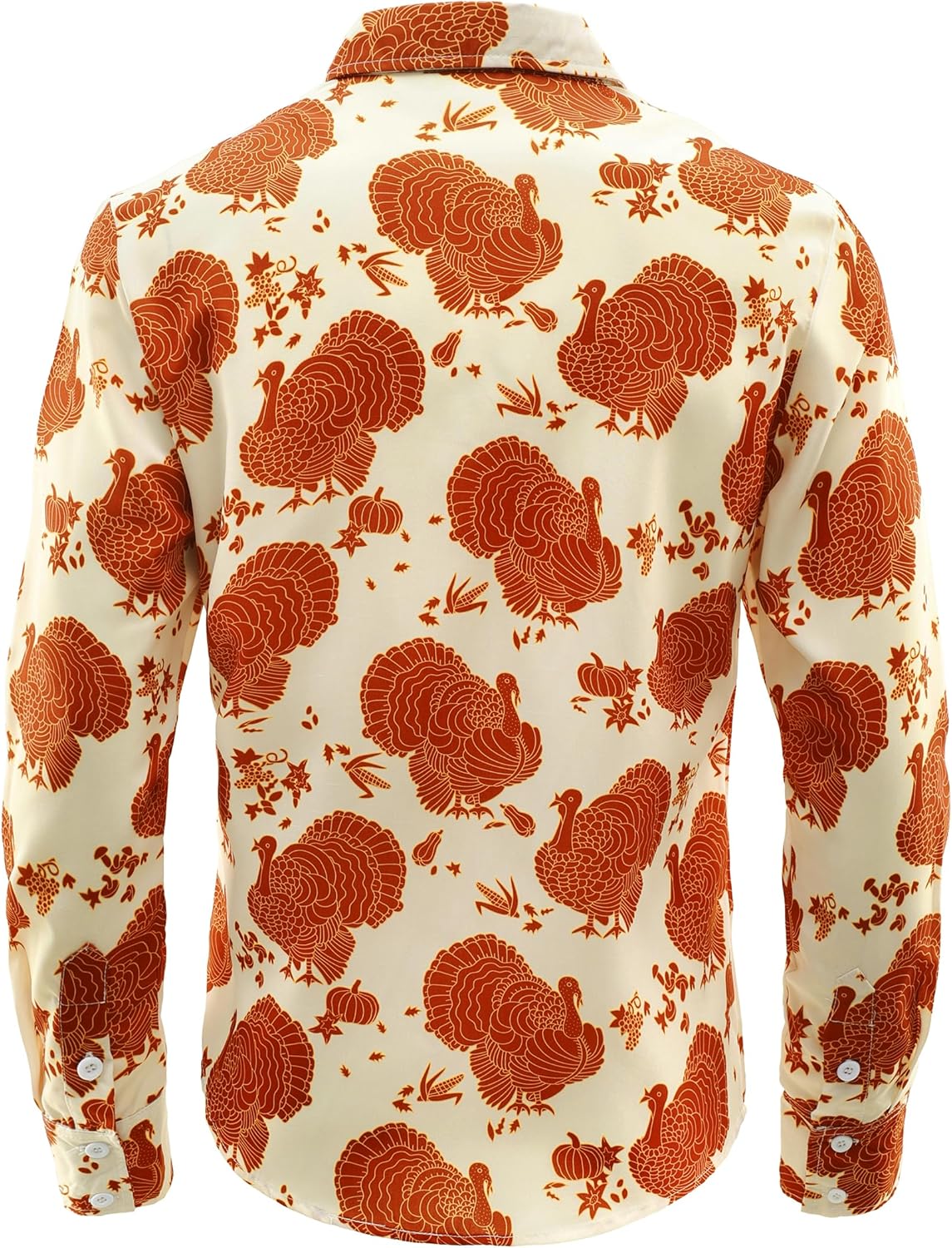 Mens Christmas Shirts Funny Turkey Thanksgiving Shirts Santa Claus Long Sleeve Button Down Shirt - Image 3