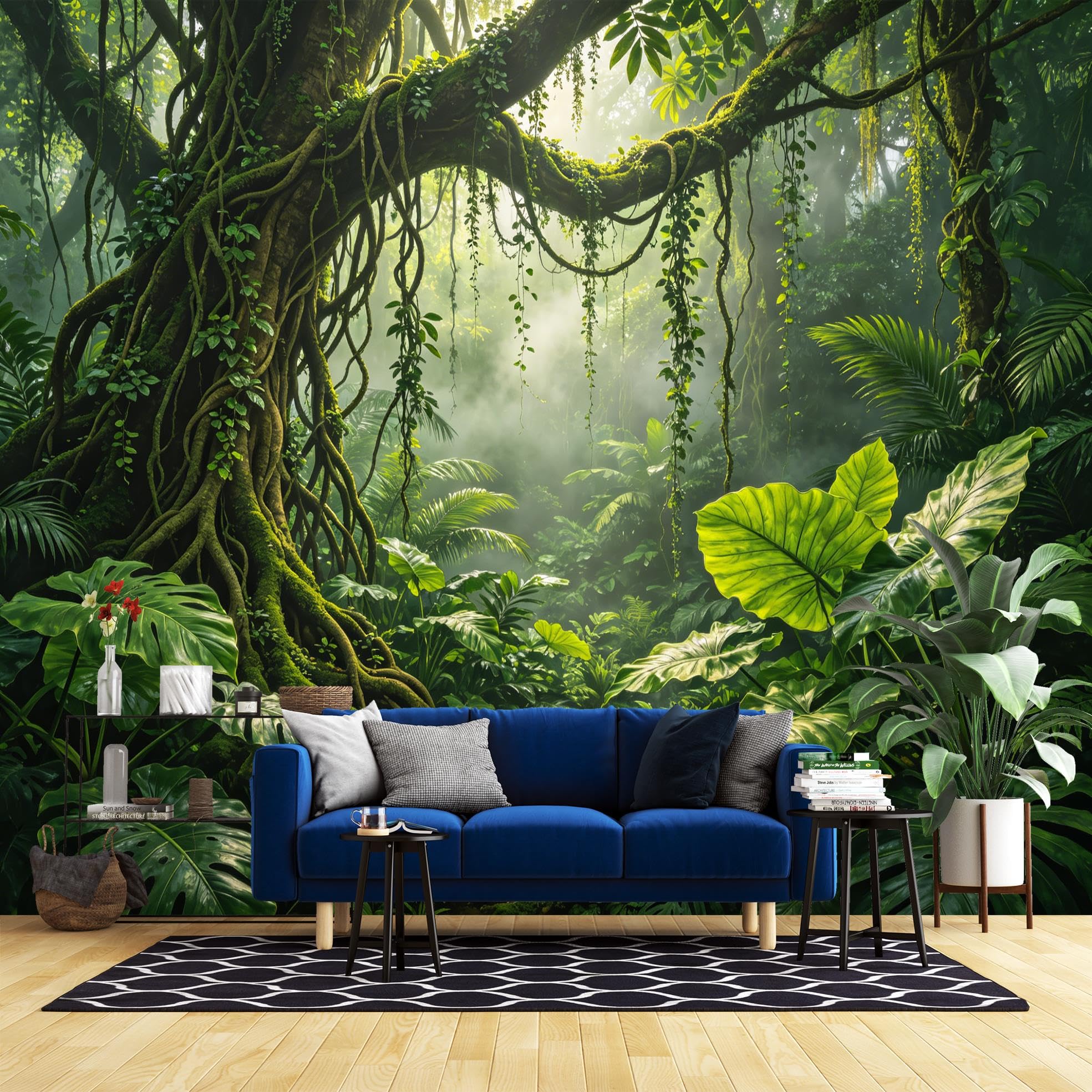 Papier Peint Forêt Tropicale Imperméable pour Masquer les Murs Abîmés