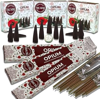 Opium Scented Incense Sticks & Incense Cones Combo Pack - 60 Insence-Sticks + 30 Insence Cones - Inscense - Incense Cones Scented - Insents