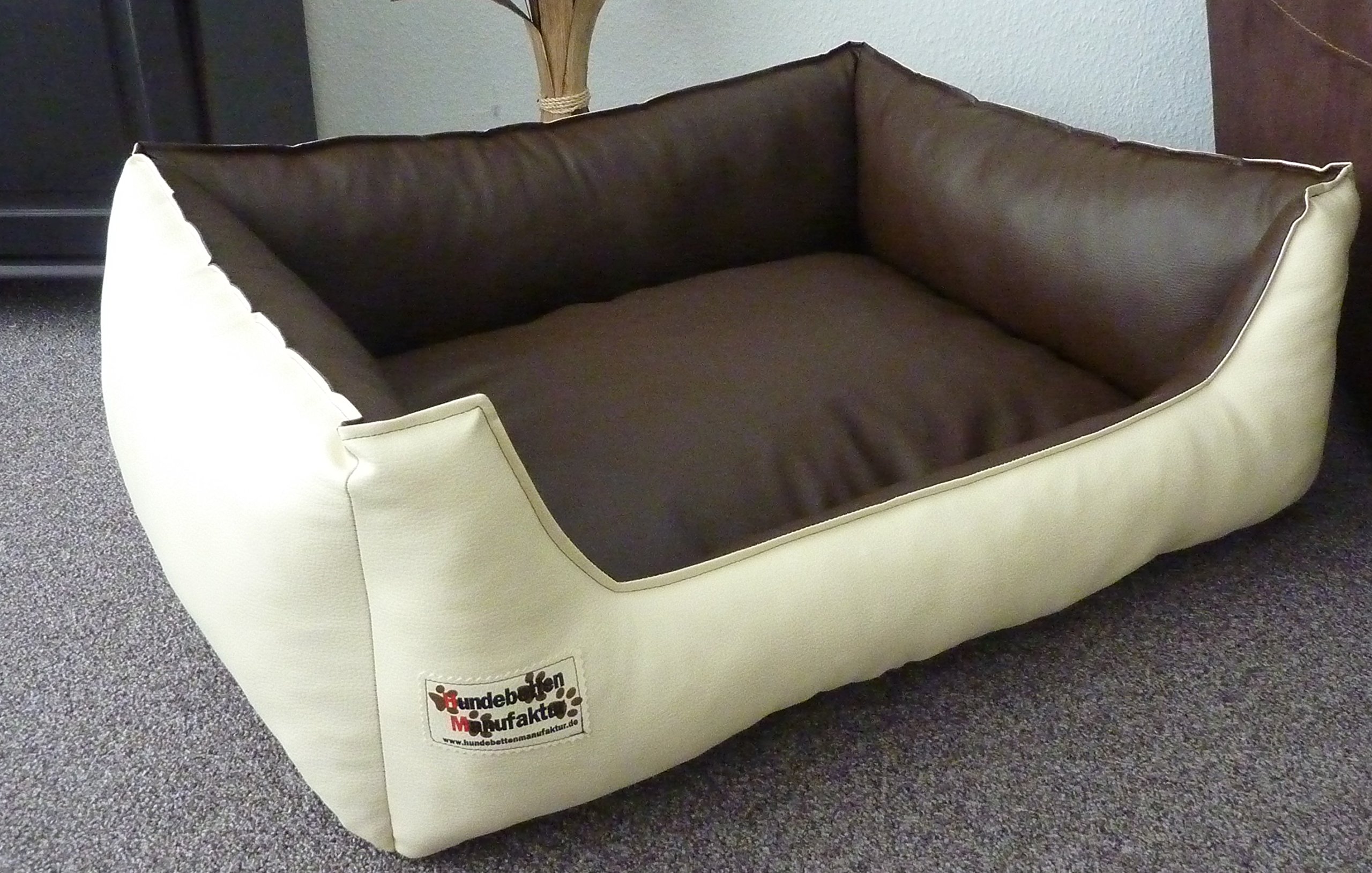 Hundebettenmanufaktur 120 cm X 100 cm dog bed Similpelle artificial leather cream/brown โ image 1