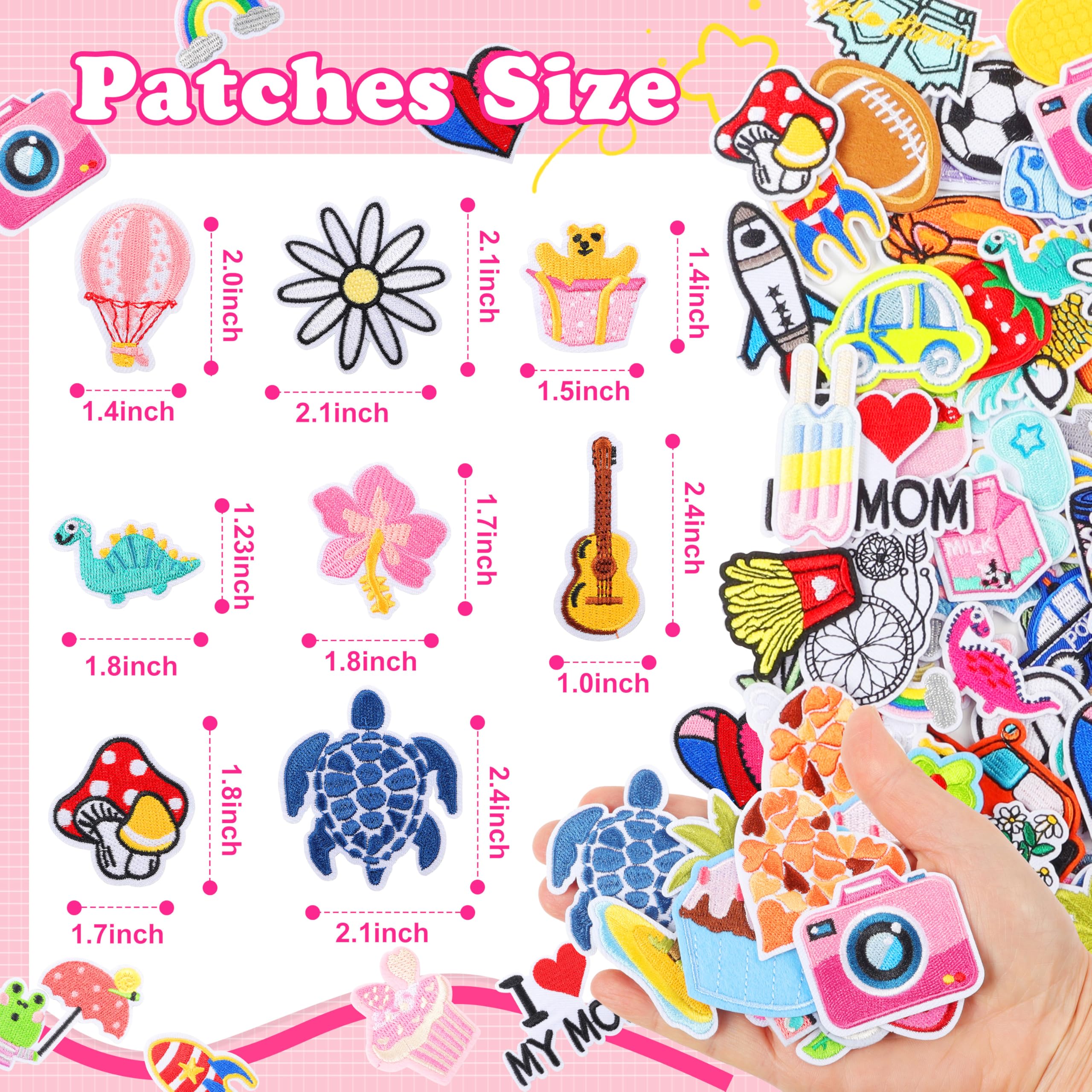 NICEVINYL Parches bordados para planchar para ropa: 80 parches aleatorios para ropa, jeans, chaquetas, bolsos, sombreros, reparación de tela, varios estilos divertidos para coser accesorios de