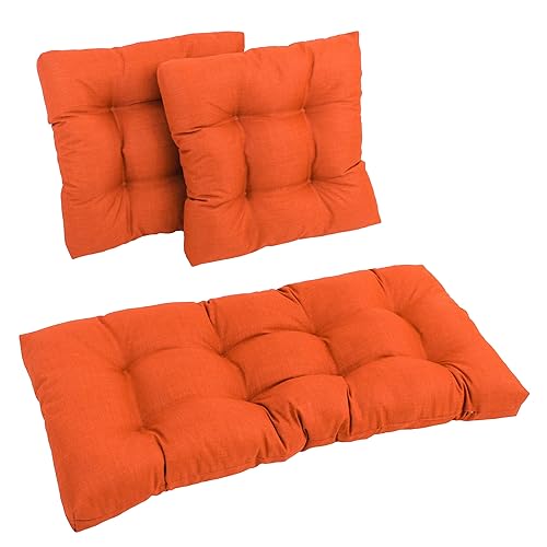 Blazing Needles Indoor/Outdoor Tufted Settee Cushion Set, Tangerine Dream 3