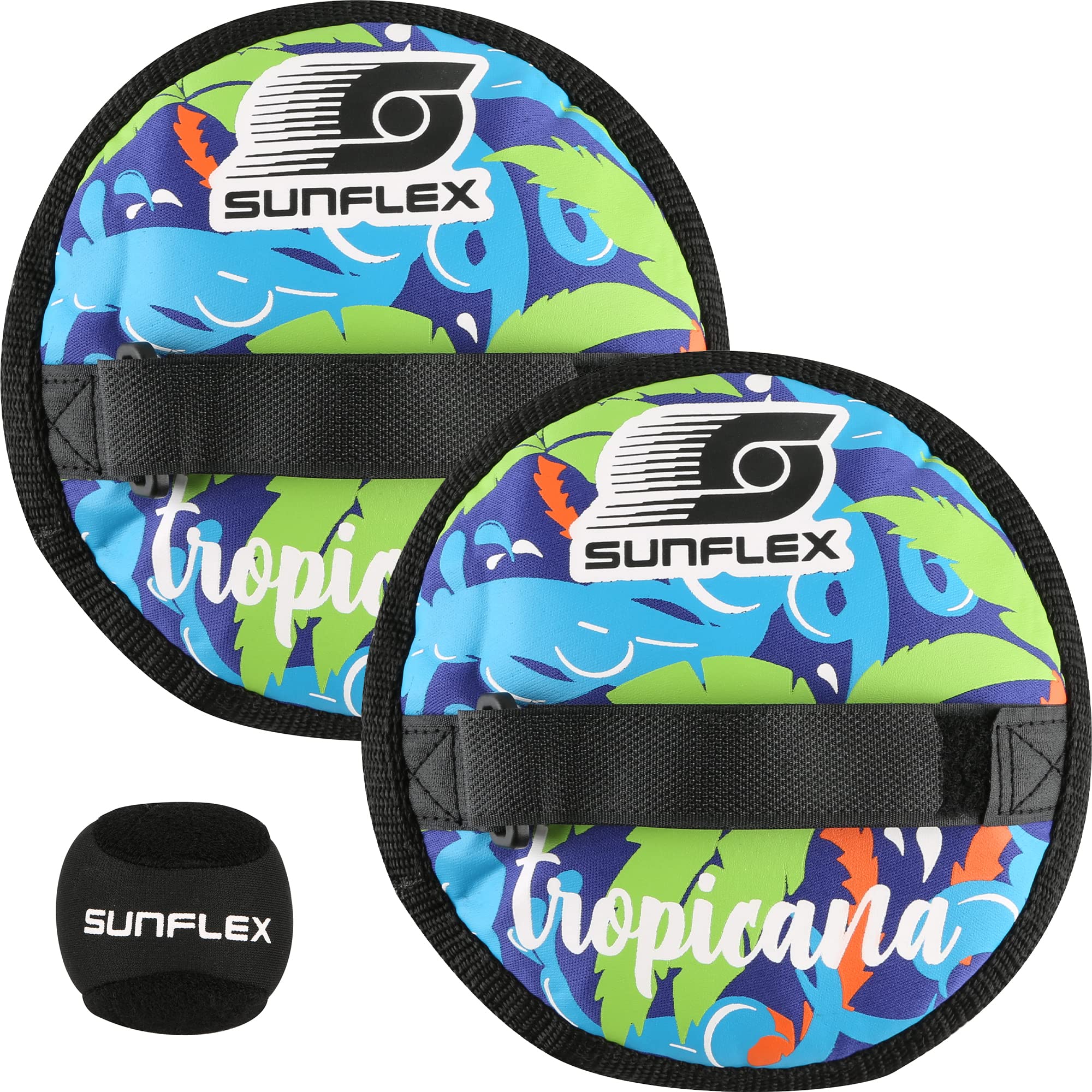 SunflexSure Catch Set - Classic Fun Toss and Catch Game - Ball Toss That Attaches to Mitt Hook and Loop - Outdoor Backyard Game for Family - Includes Two Mitts and Ball