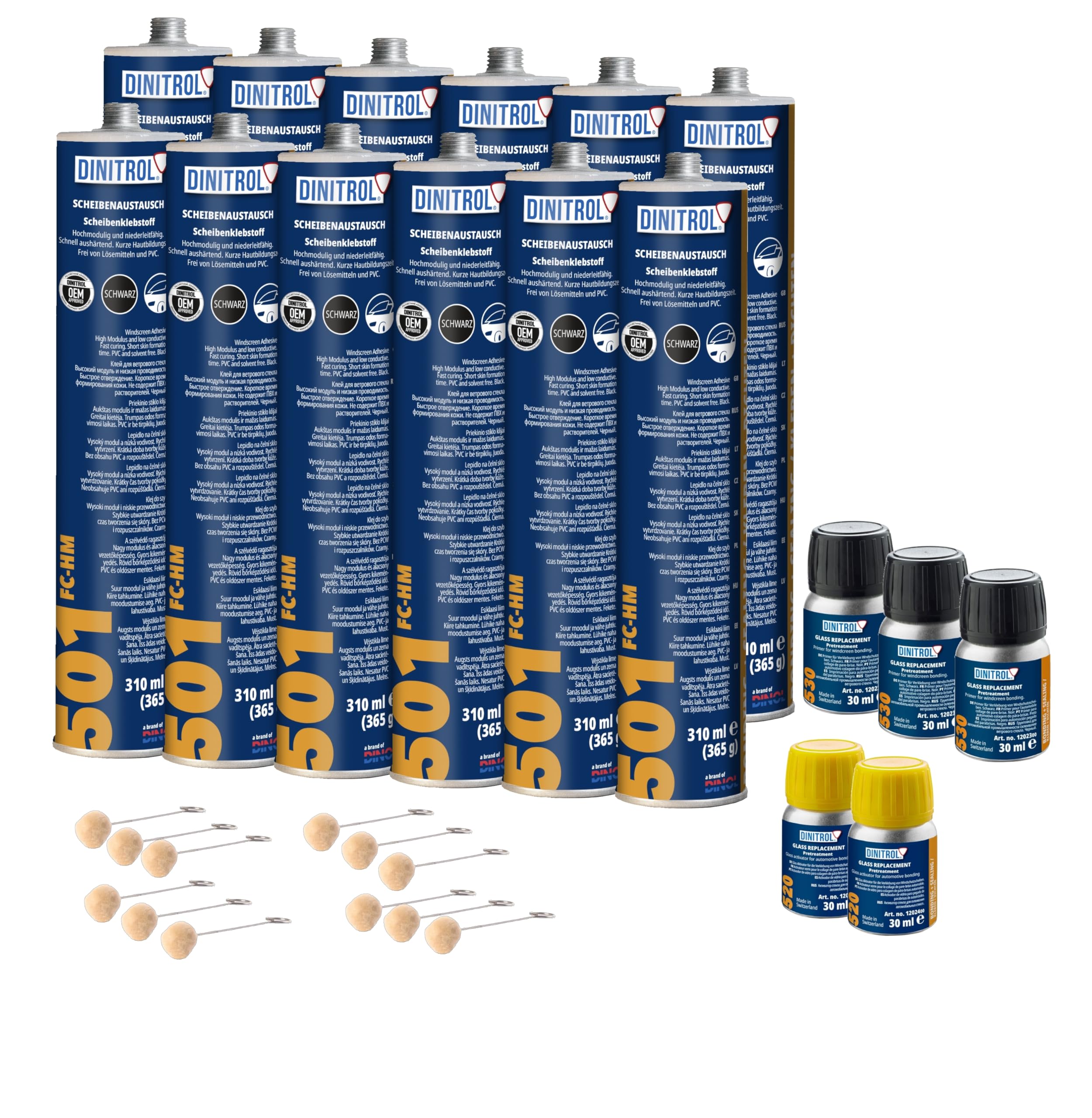 WOL DINITROL 501 FAST CURE WINDSCREEN FITTING KIT PROFESSIONAL BOND ADHESIVE GLUE SEALANT OEM DIN45