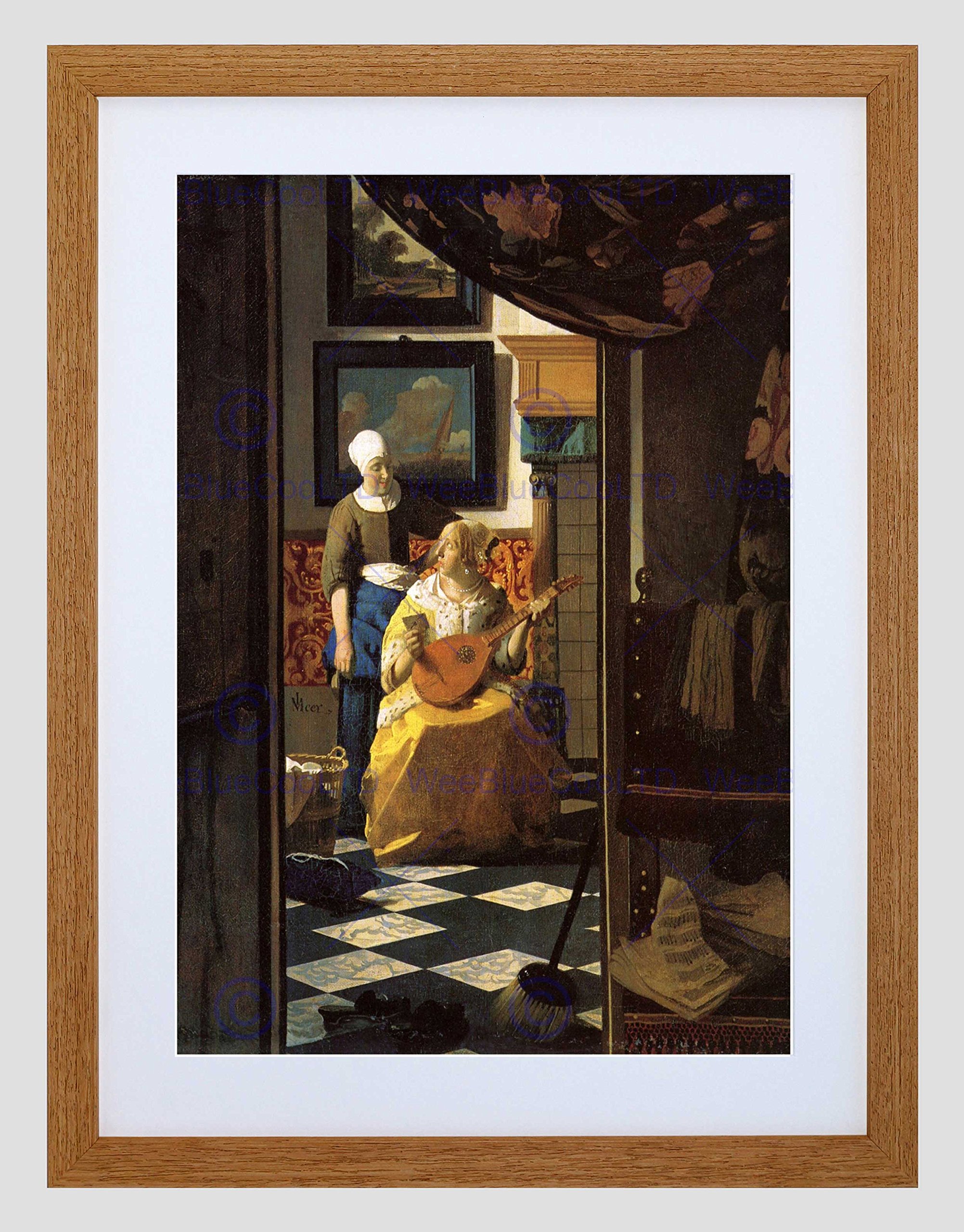 Wee Blue Coo Vermeer Love Letter Old Master Picture Framed Wall Art Print