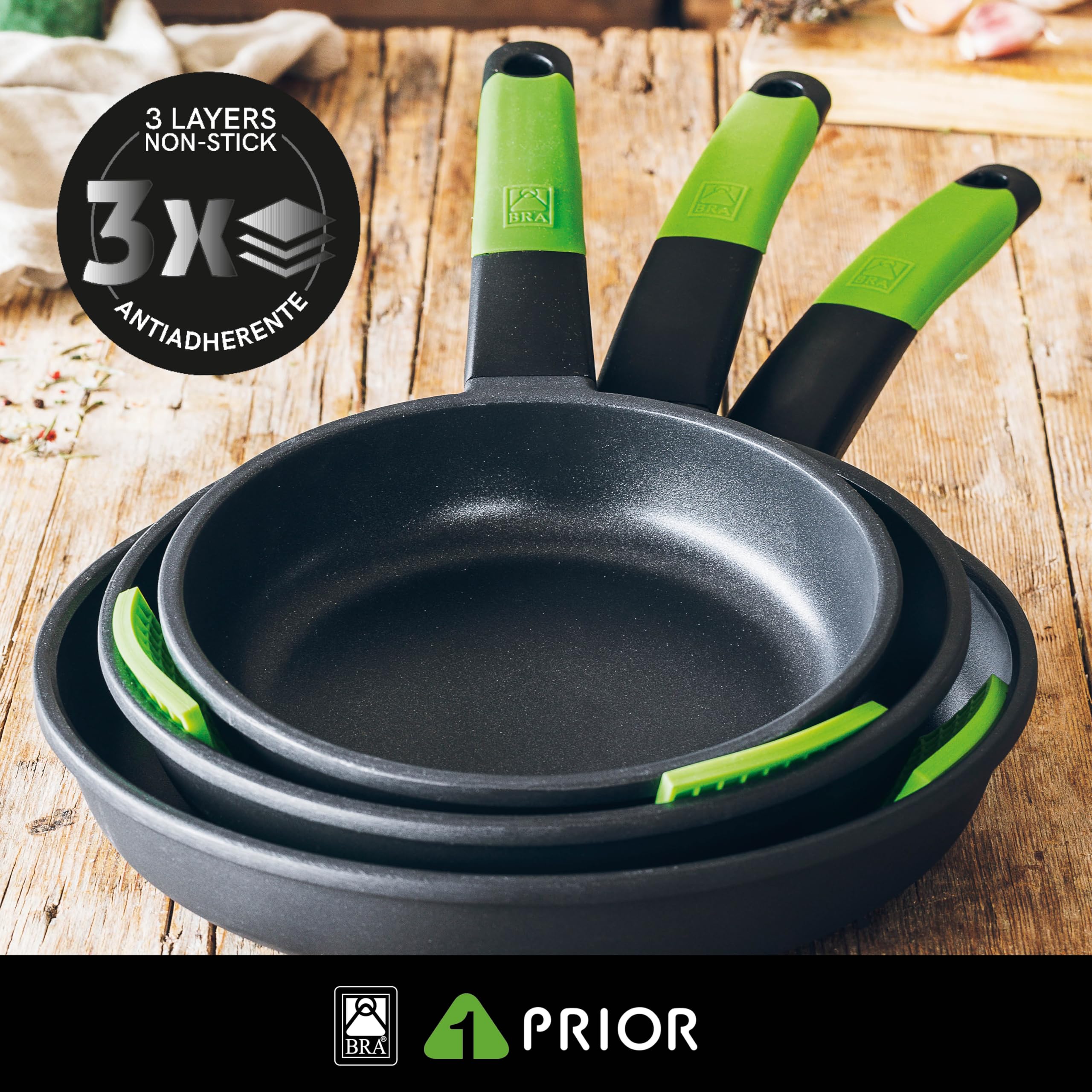 BRA Prior | Set mit 3 Bratpfannen 18-22-26 cm