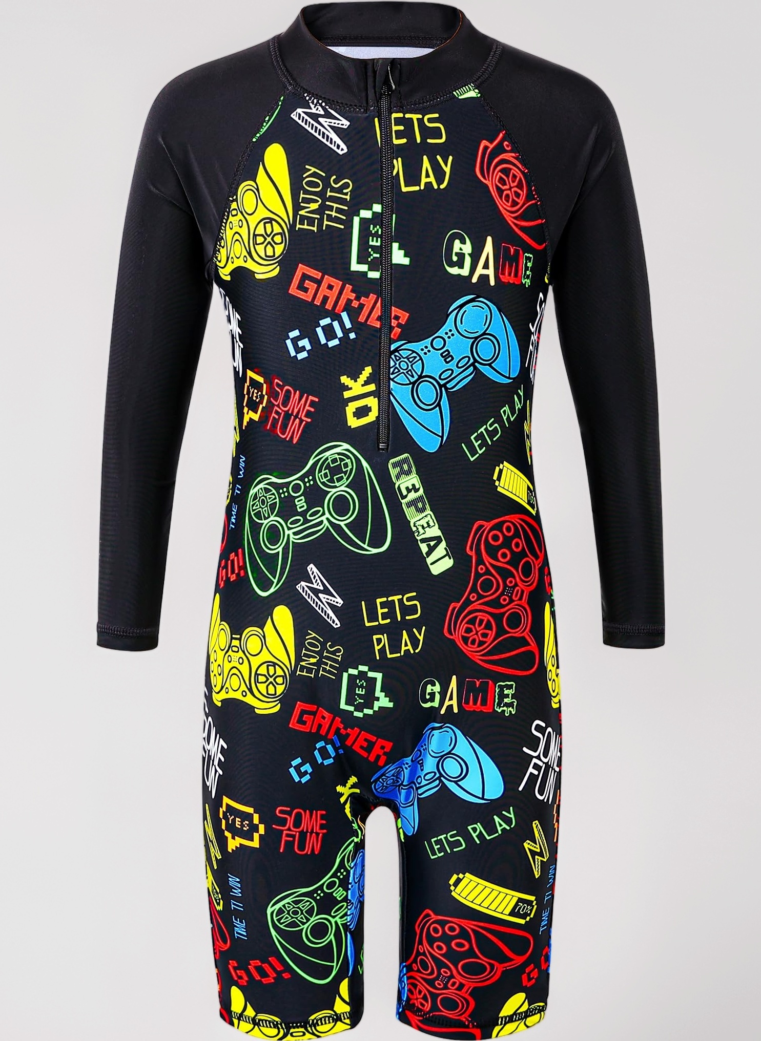 HUAANIUE Boys Swimming Short Sleeve Swimsuit 3-12Y Kids One Piece Swimwear Navy Sun Protection 50+ Swim Clothes UPF Warm Sportwear Costume Summer Surfing