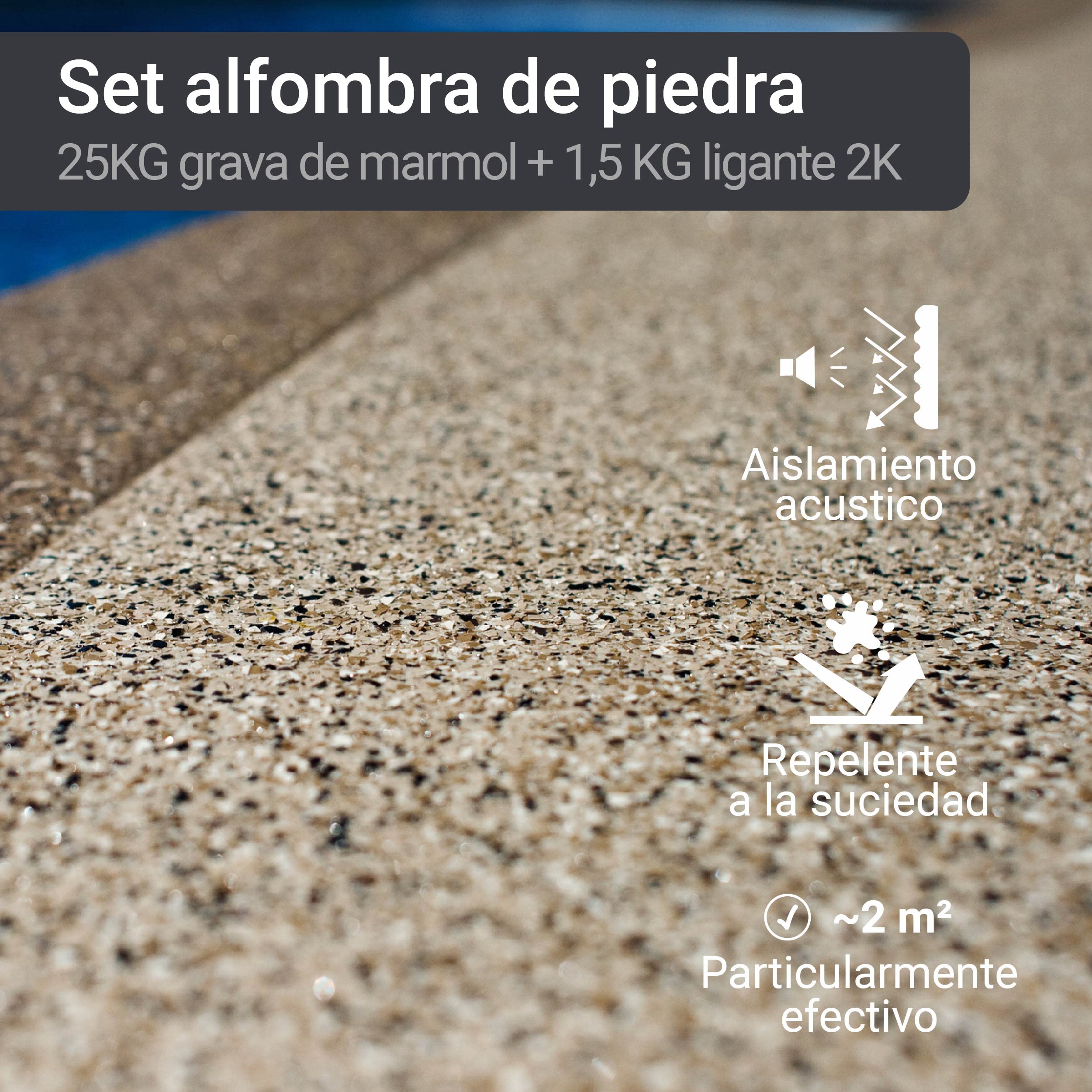 Alfombras de piedra W730 Grava de mármol + Resina epoxi - Marrone 1-4mm -2qm