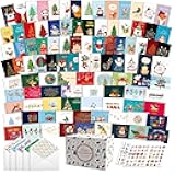 100 Unique Christmas Cards With Envelopes,Large 5X7 Inch Merry Christmas Cards Greeting Cards Set With Greeting And Sticker.