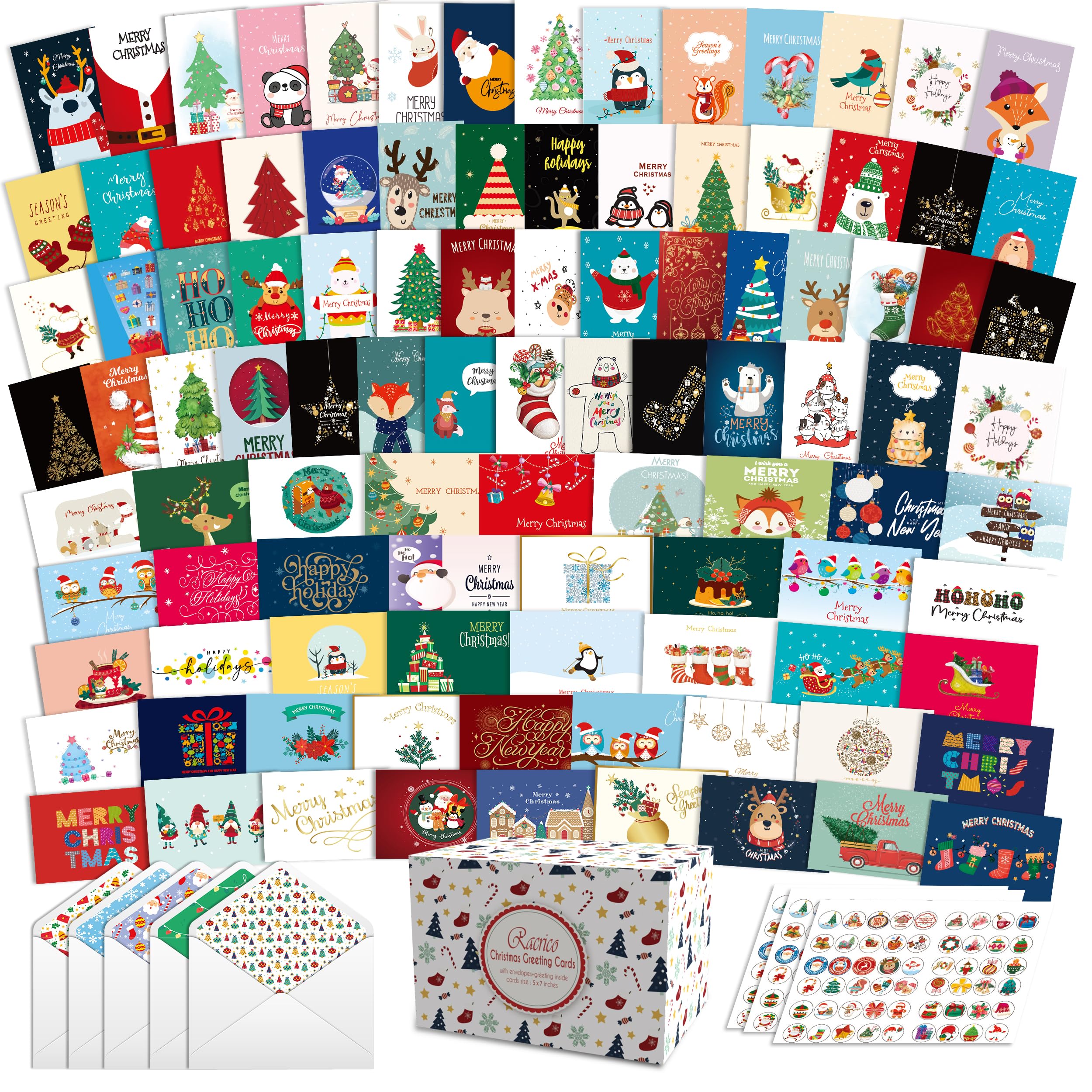 Racrico 100 Unique Christmas Cards