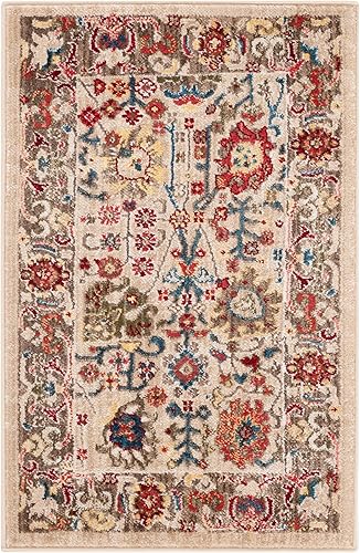 Miniatura 32 de SAFAVIEH Kashan Collection - Alfombra de pasillo, 2 pies 6 pulgadas x 8 pies, color beige y gris topo, diseño oriental tradicional, no desprende