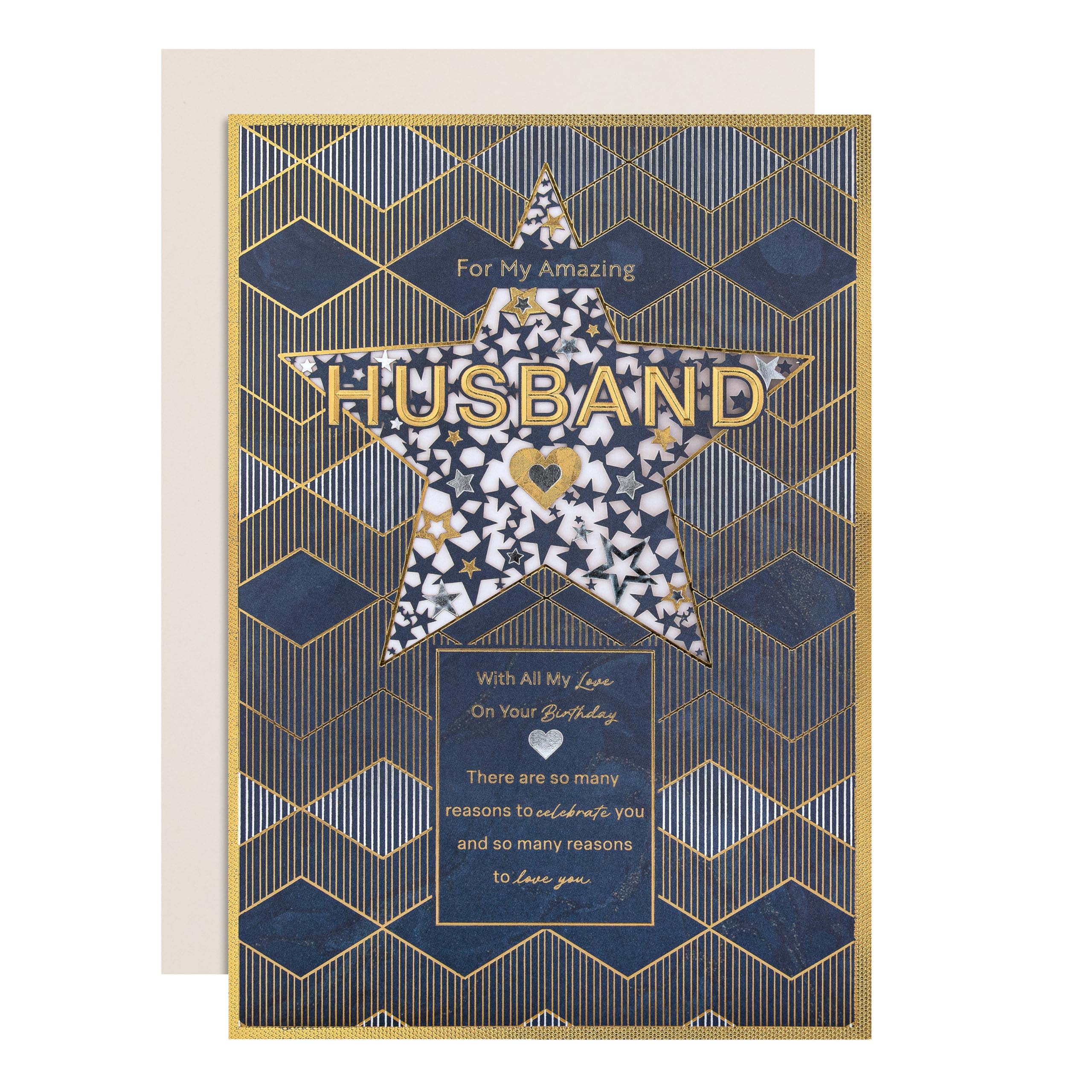 Hallmark Birthday Card for Husband, Dark Pattern with Star Design, Blue