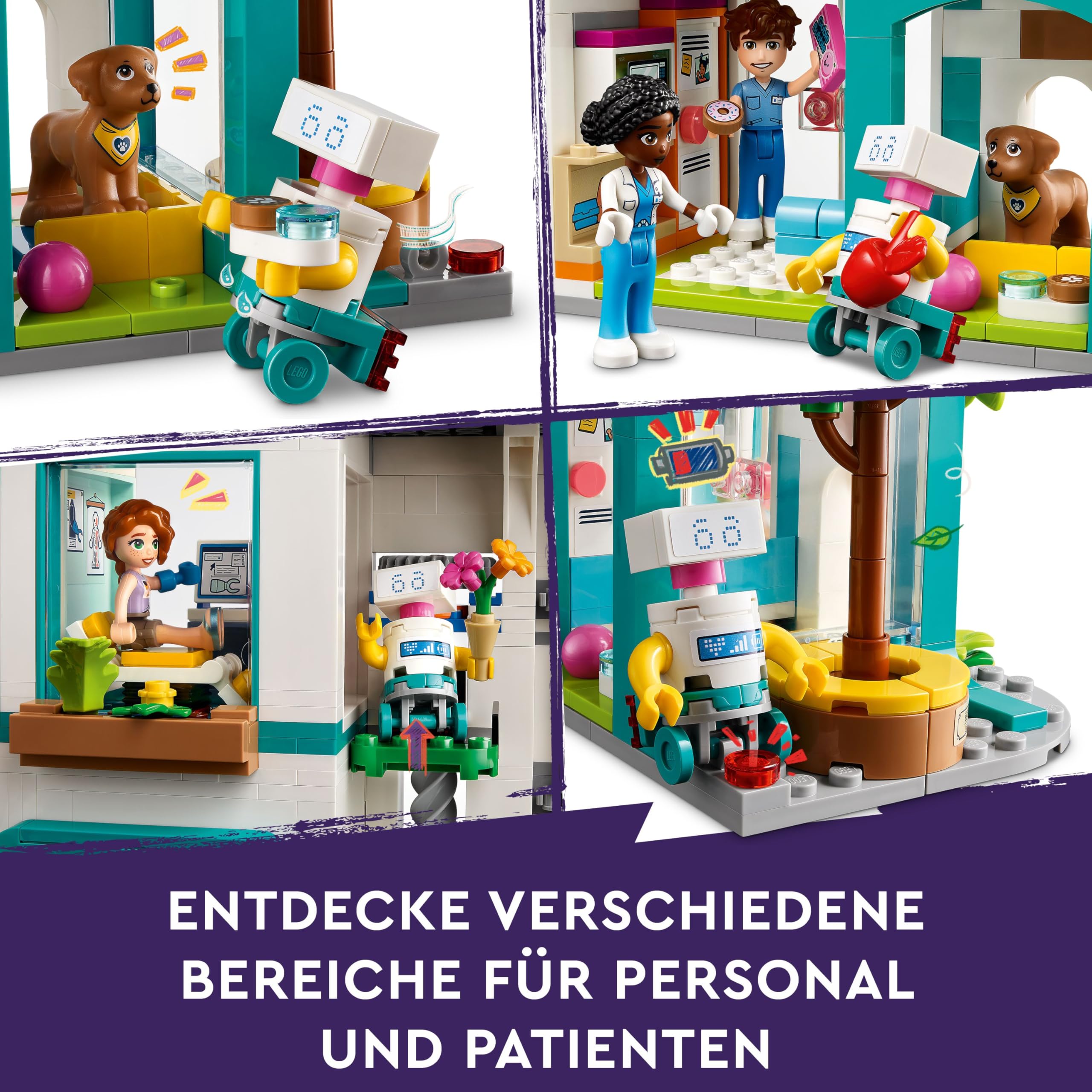 LEGO Friends Heartlake City Krankenhaus, Set mit Spielzeug-Hubschrauber und Figuren inkl. Autumn und Hund, Arzt-Spielzeug für Kinder, Geschenk für Mädchen und Jungen ab 7 Jahren 42621