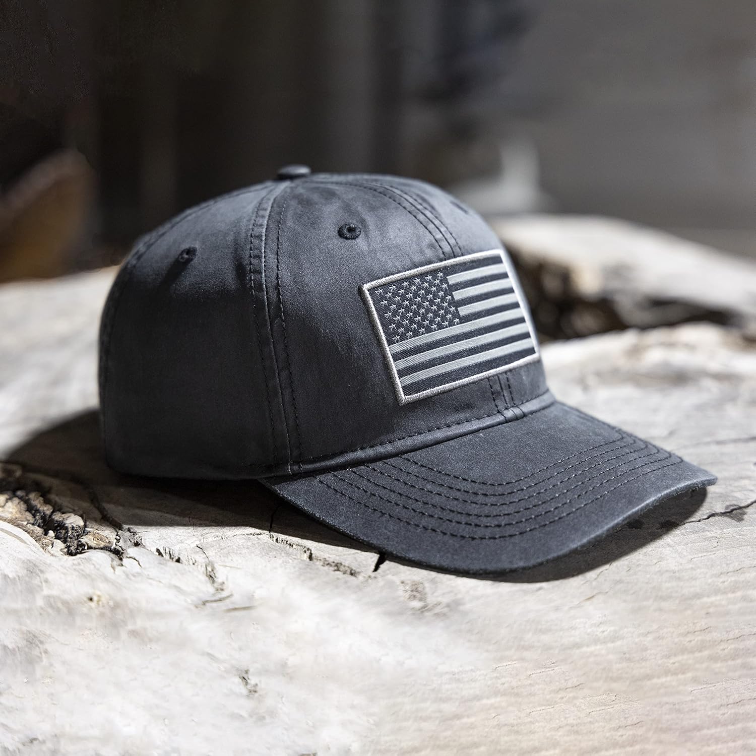 Waxed Cloth American Flag Cap American Fit US Flag Cap Fits Head Size MD - 2X