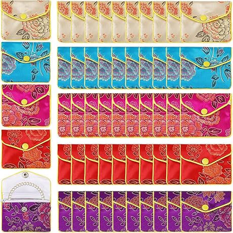 50 Pack Jewelry Pouches in Stunning Chinese-Inspired Designs