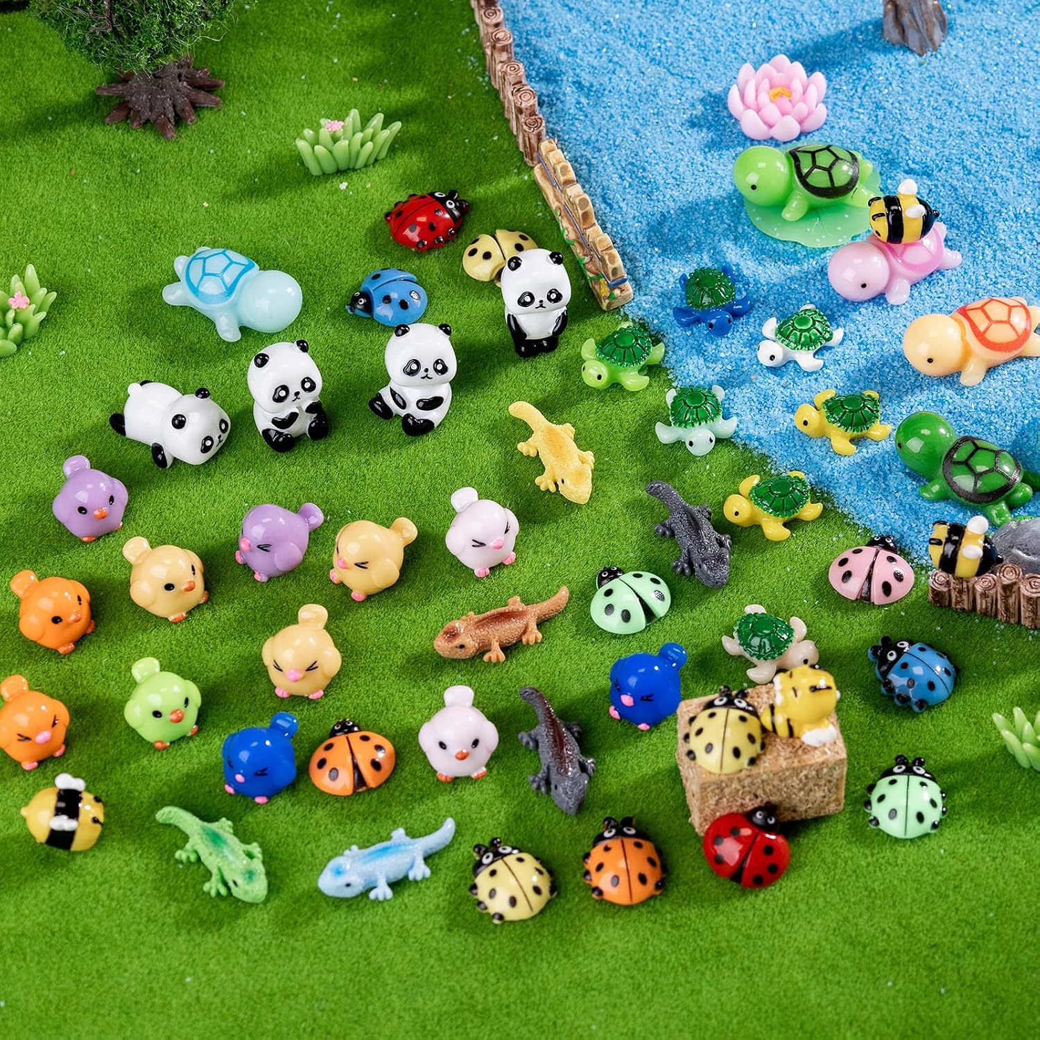 Mini Small Animal Figurines, 54 Pieces Mini Marine Resin Animals, Marine Animals Decorative Decorations, Miniature Landscape Decorative Sets, Fairytale Gardens