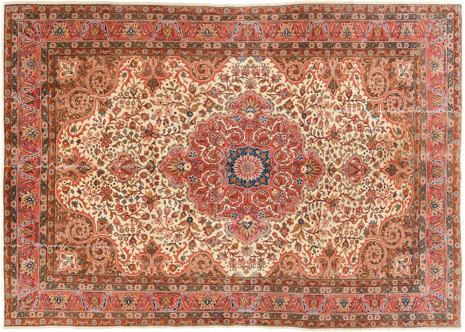 7.9x11 Ft Oriental Carpet from 1960's, Traditional Handmade Turkish Rug. A364