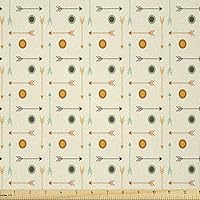 Vista 47 de Ambesonne The Yard, tela floral de estilo Art Nouveau, flores de amapola retro primavera verano jardín pétalos de follaje, tela de microfibra