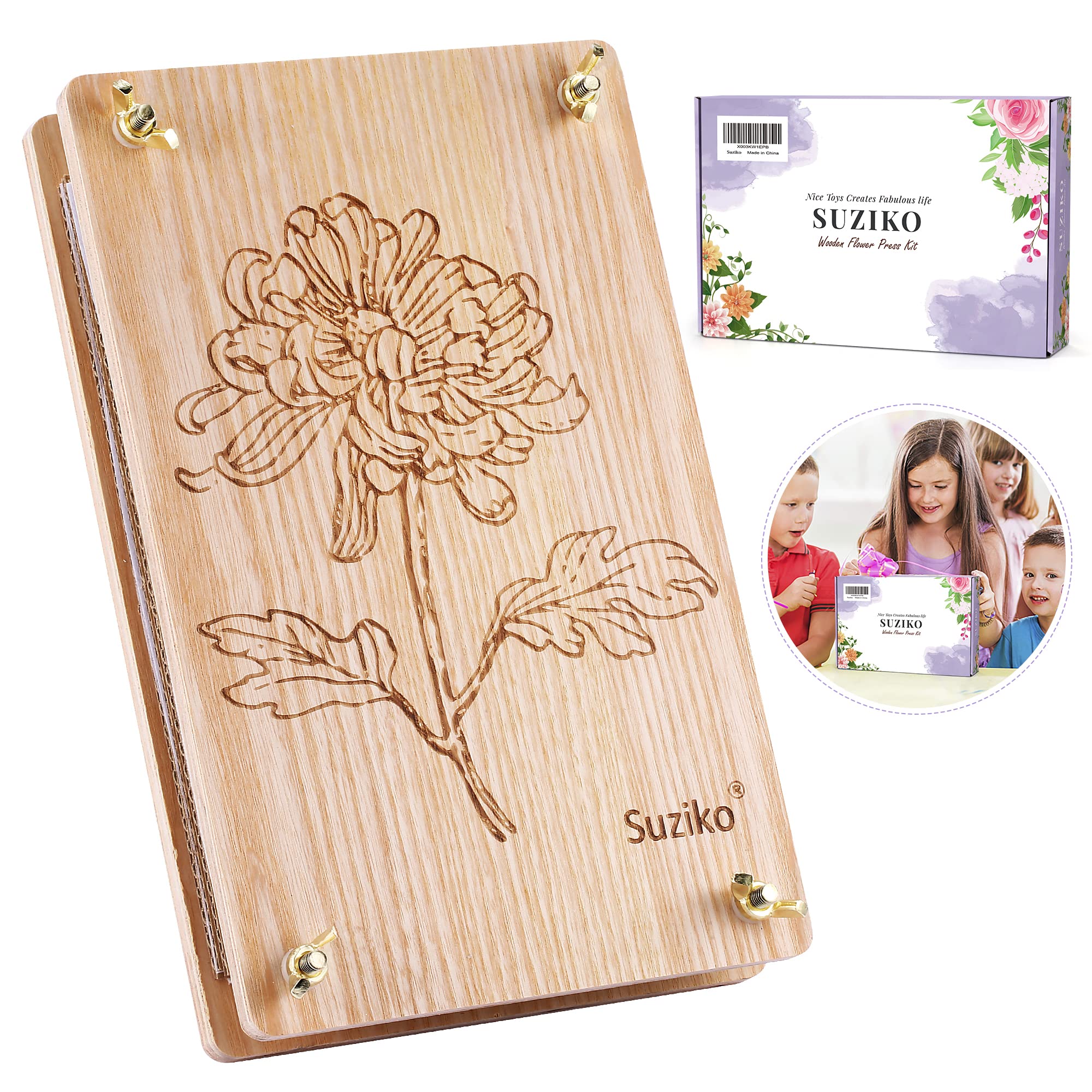 Suziko Large Flower Press Kit for Adults& Kids Flower &Plant Preservation Kit Measures 10.8" x 6.9" Arts and Crafts for Adults Leaf Press & Flower Press- Great Gift for Lovers