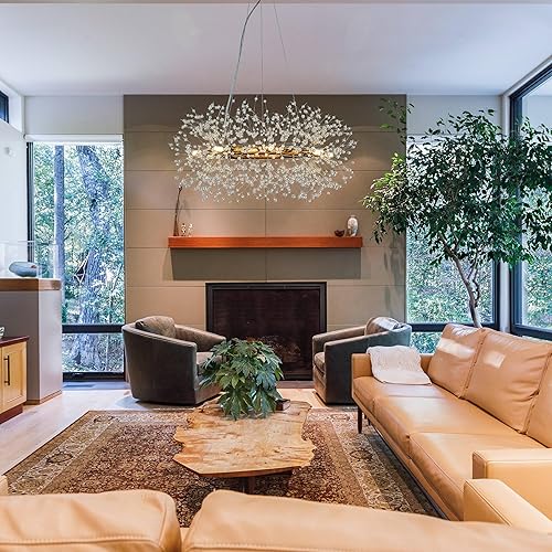 Miniatura 7 de Bombilla incluida, 8 luces de 31.5 pulgadas de ancho, lámpara de cristal de fuegos artificiales de oro antiguo, lámpara moderna de rueda de carro,