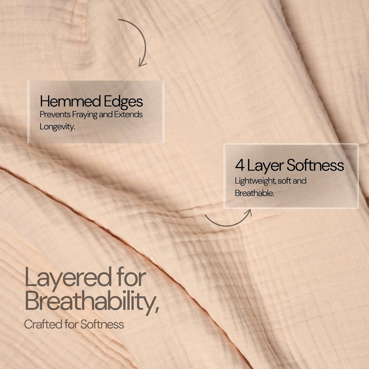 Salt Earth 100% Cotton Muslin Blanket, Gauze Blanket 80"X90" Queen, 4 Layered for Couch, Bed, Living Room,Lightweight & All Seasons Blankets & Throws, Easy to wash,Nature & Skin Friendly (Parchment) - Image 2