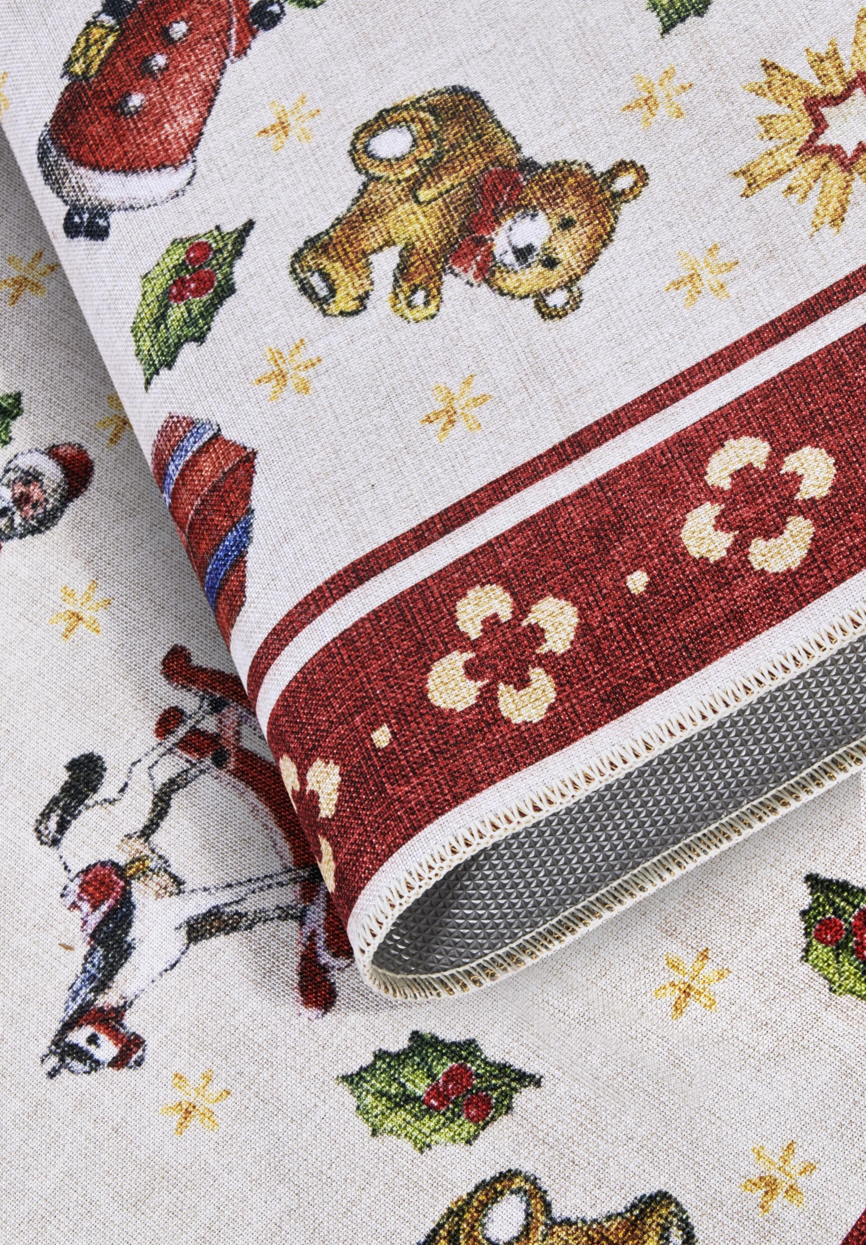 Villeroy & Boch Toy's Delight Tapis Design nostalgique Sapin de Noël et Sapin de Noël pour Salon, Chambre à Coucher, Salle à Manger, Couloir Rouge Multicolore 160 x 230 cm