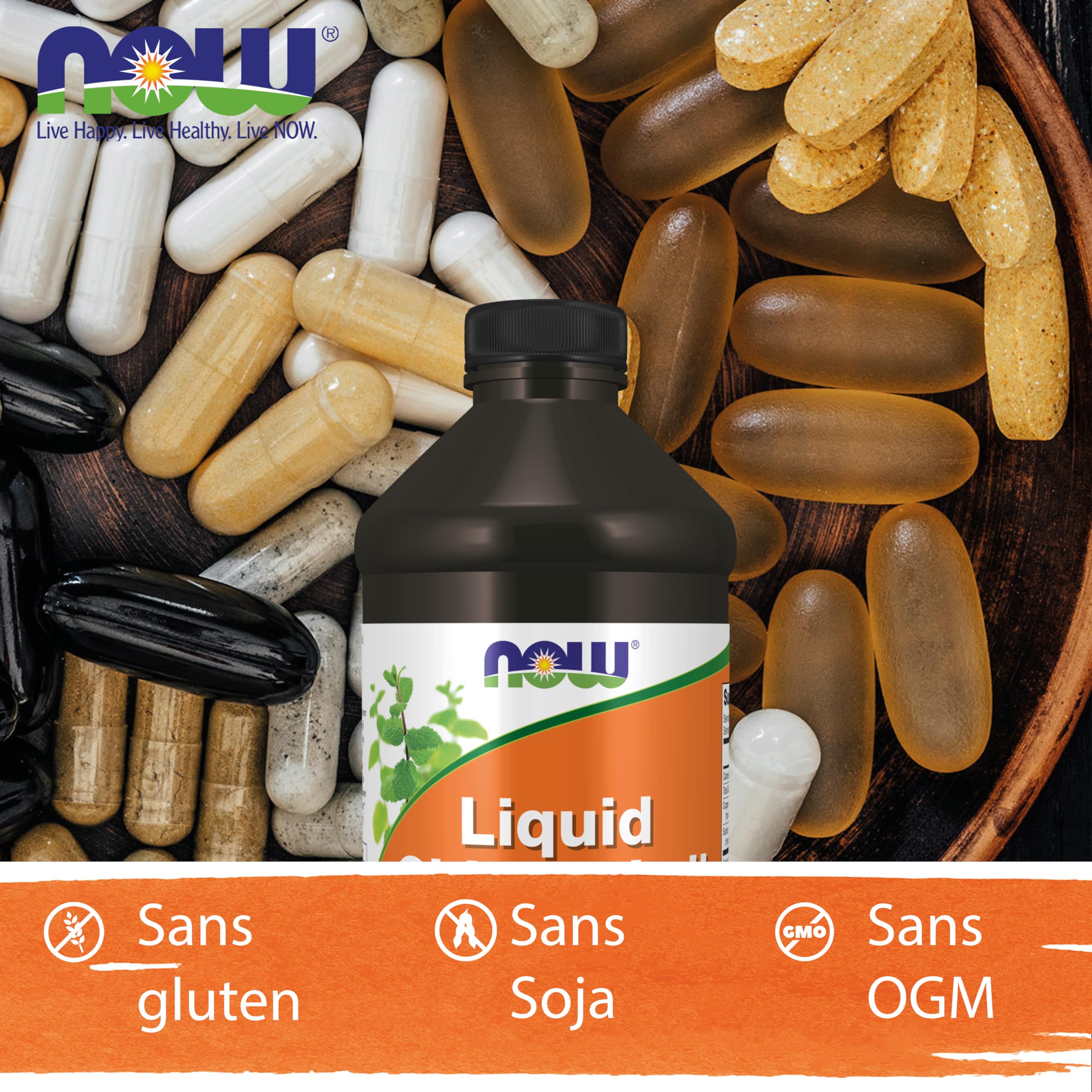 Now Foods, Liquid Chlorophyll, Saveur Menthe, 473 ml de Chlorophylle Liquide végétalienne, Testé en Laboratoire, Sans Gluten, Sans Soja, Végétarien, Chlorophylle bio