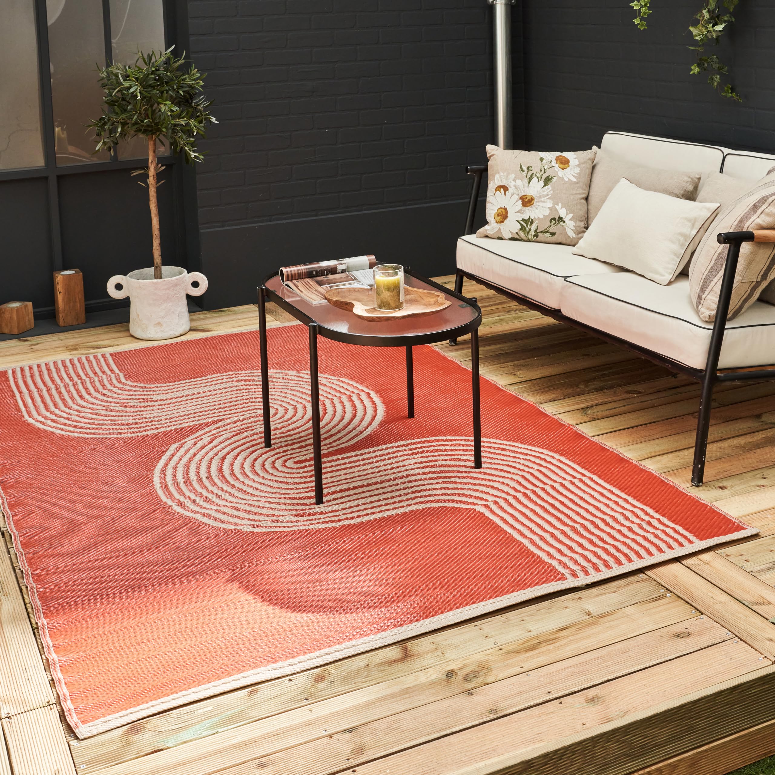 THE RUGS Urban Collection Outdoor Rug, Easy to Clean, Reversible, Waterproof Plastic Outdoor Rugs for Garden Patio, Balcony