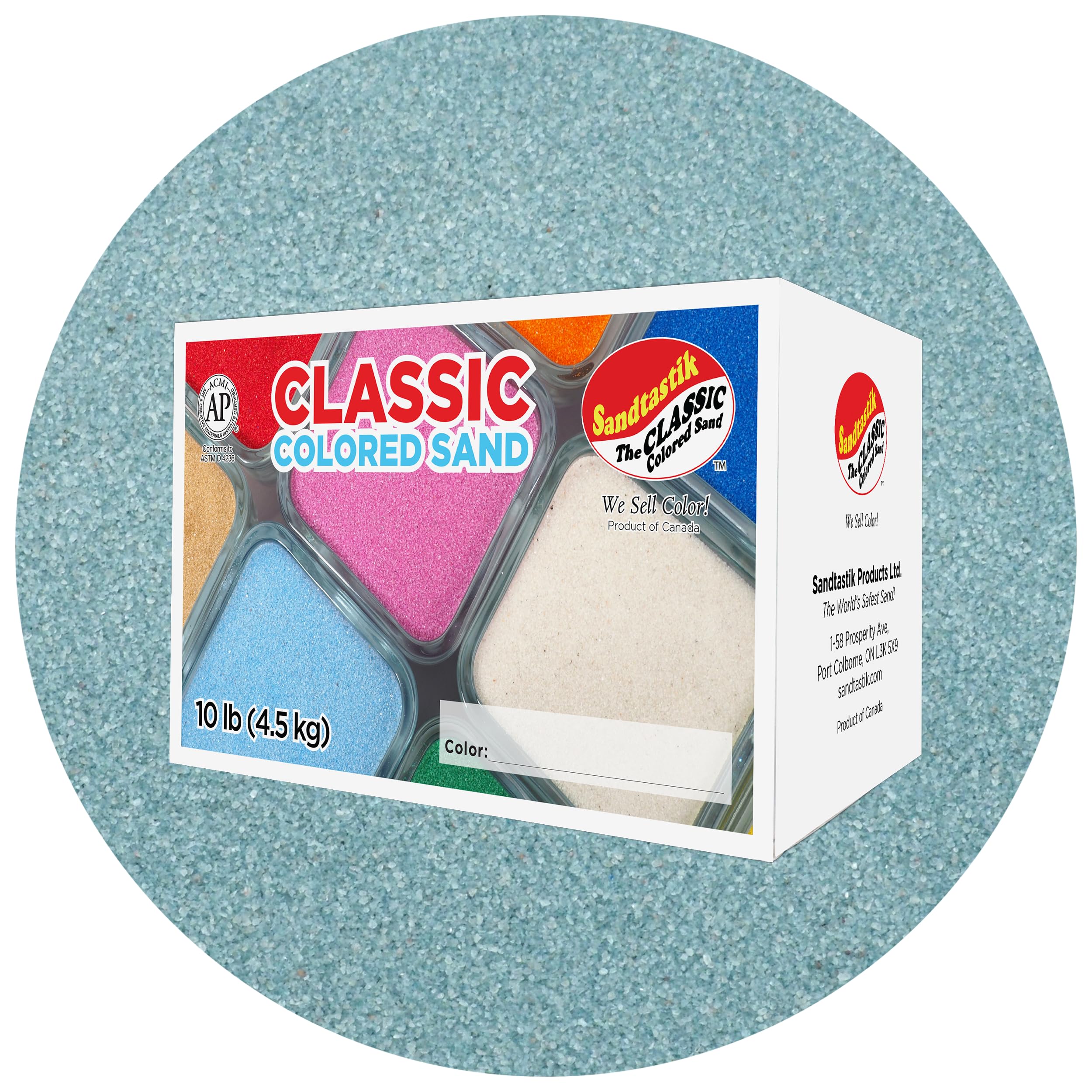 SandtastikAqua Classic Colored Sand, 10-lb Box - Vibrant, Fine Grain Sand for Arts & Crafts, Sand Art, Sensory Tables & Events | Non-Toxic, Free of Silica