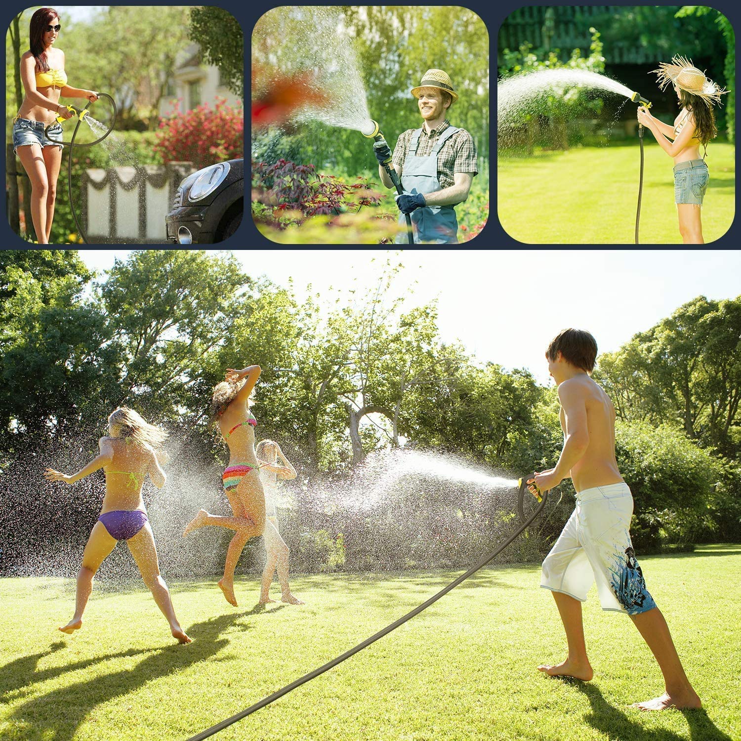 Tubo da Giardino espandibile, Tubo Flessibile Flessibile da 25/50/75/100piedi, spruzzatore a 9 funzioni con Doppio Nucleo in Lattice, per irrigazione e Lavaggio,100ft(30m)