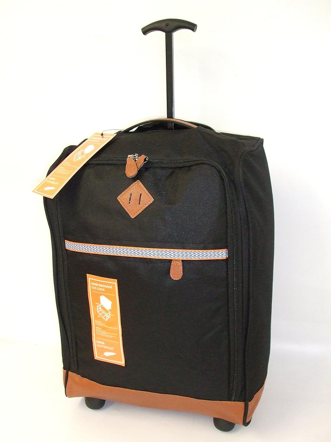 Black & Brown 2 Wheeled Super Lightweight Hand Luggage