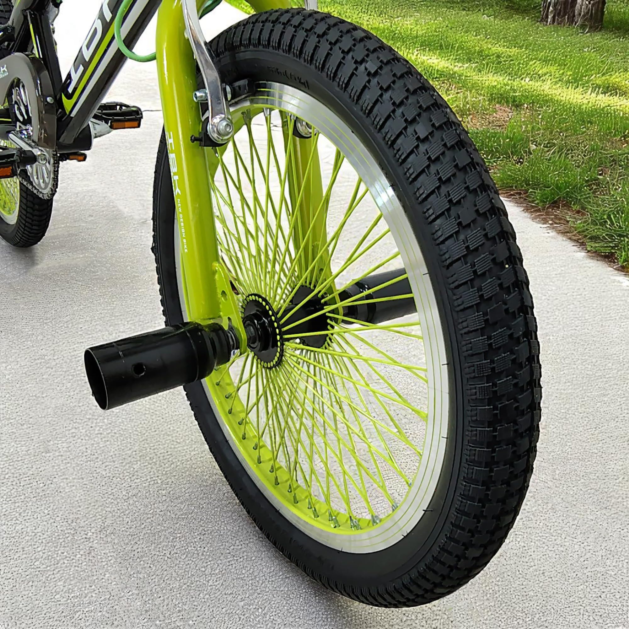 IBK Bici BMX da 20'' pollici, bicicletta Freestyle leggera, Sistema Sterzo Rotore a 360°, poggiapiedi, paracatena, ruota libera, monovelocità, verde, rossa, blu