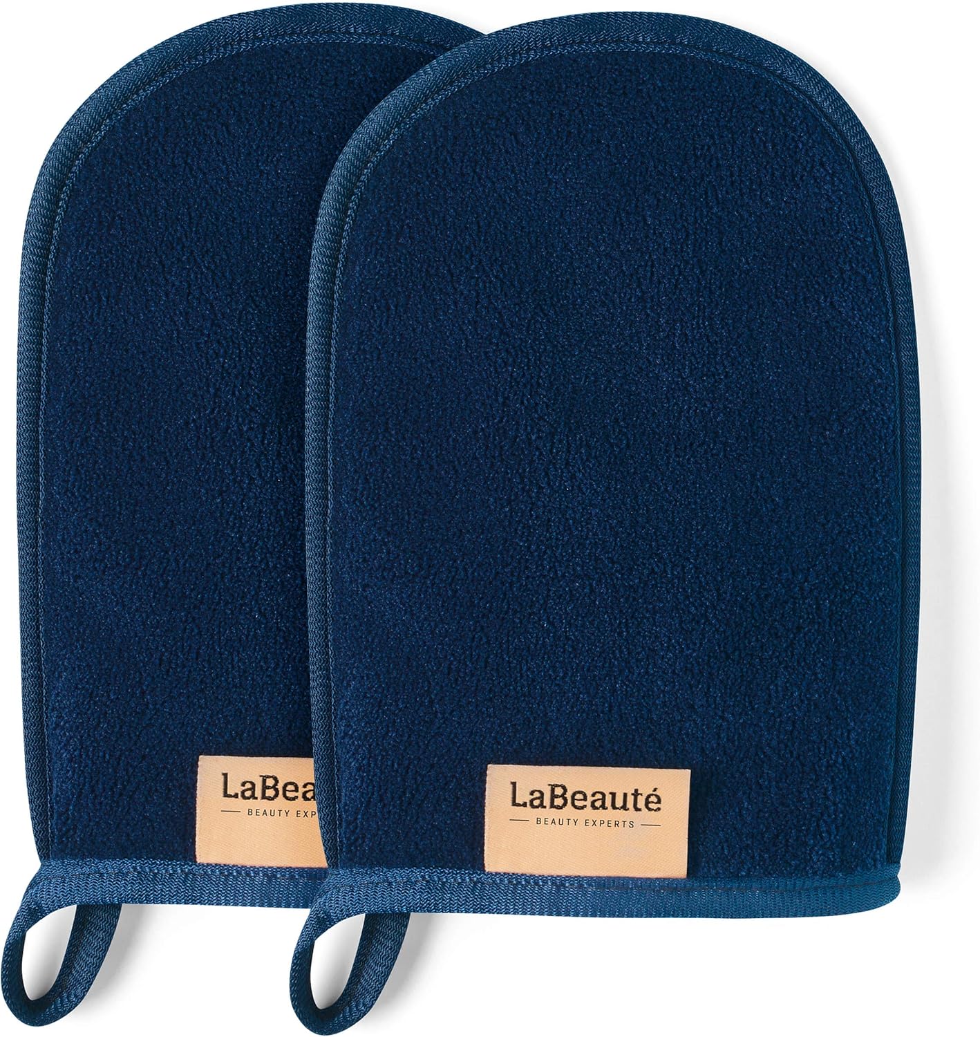 LaBeauté Microfibre Makeup Glove (2 Pieces, 20 x 13 cm) Washable and Reusable, Makeup Remover Glove, Makeup Glove, for Facial Cleansing and Makeup, (Dark Blue)