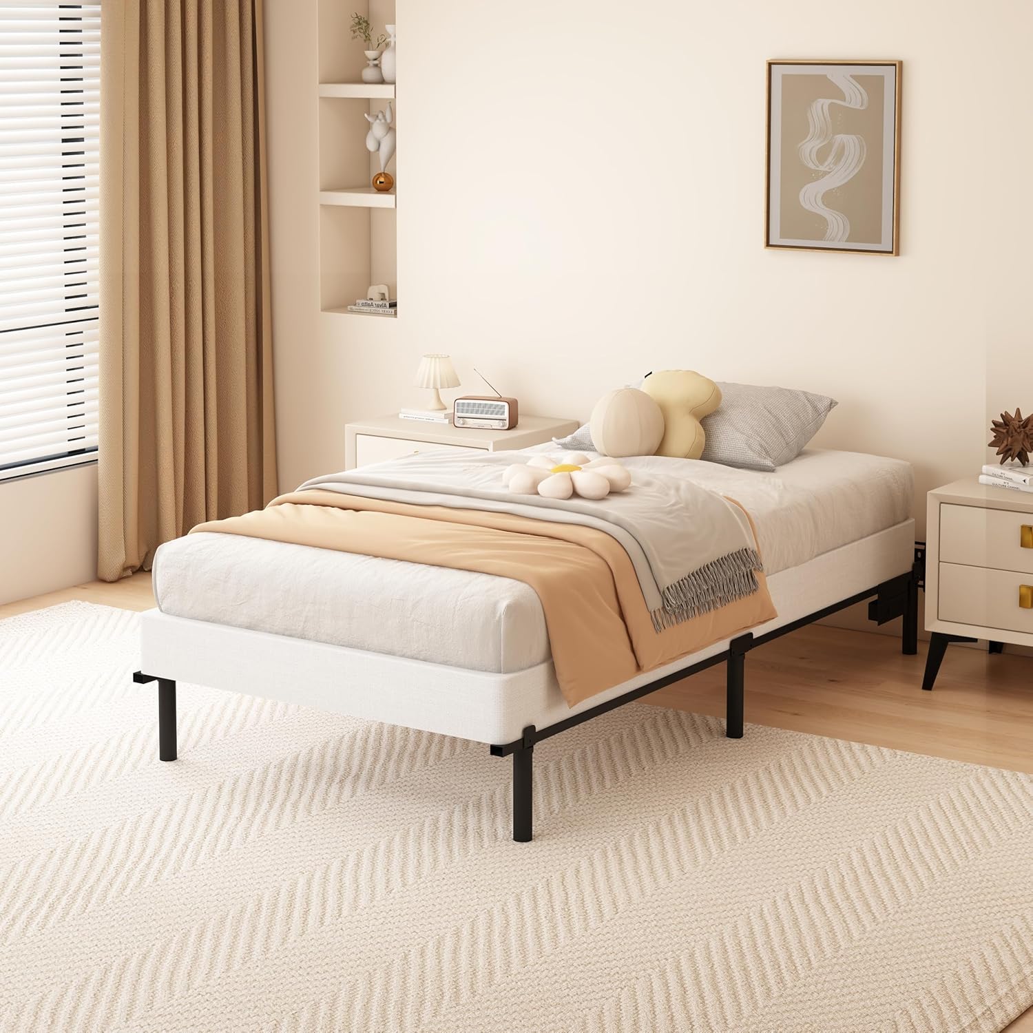 5 Inch Box Spring Twin Size, 1500lbs Heavy Duty Twin Bed Box Spring Bed Base Metal Mattress Foundation, Easy Assembly, Noise Free